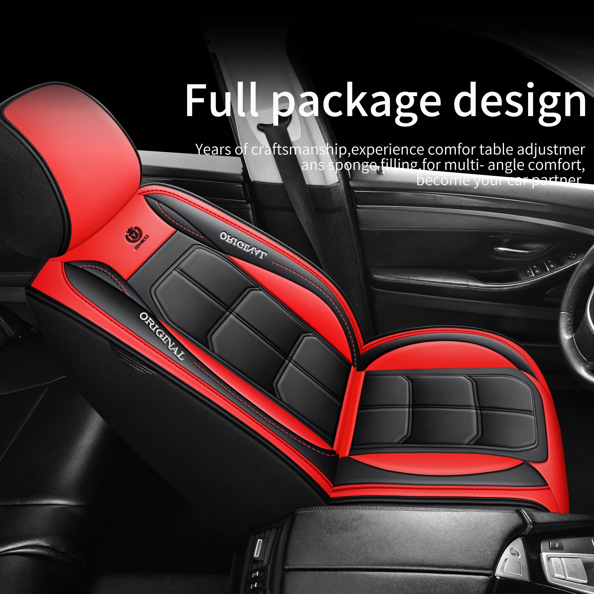 1pc Premium PU Leather Universal Fit Car Seat Cover All-Season Protector Mat with Soft Cushion Full Package Seat Cover