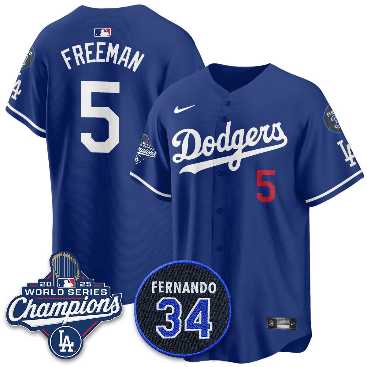 Los Angeles Dodgers 2025 World Series Champions Jersey - All Stitched