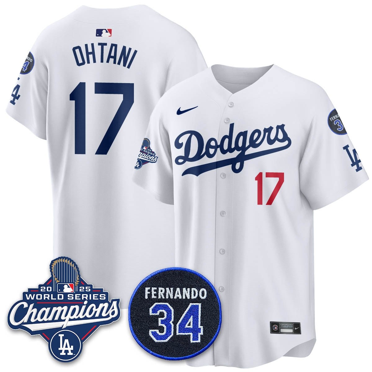 Los Angeles Dodgers 2025 World Series Champions Jersey - All Stitched