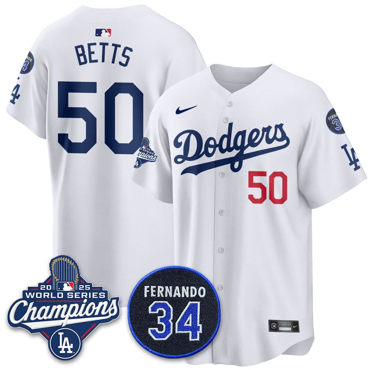 Los Angeles Dodgers 2025 World Series Champions Jersey - All Stitched