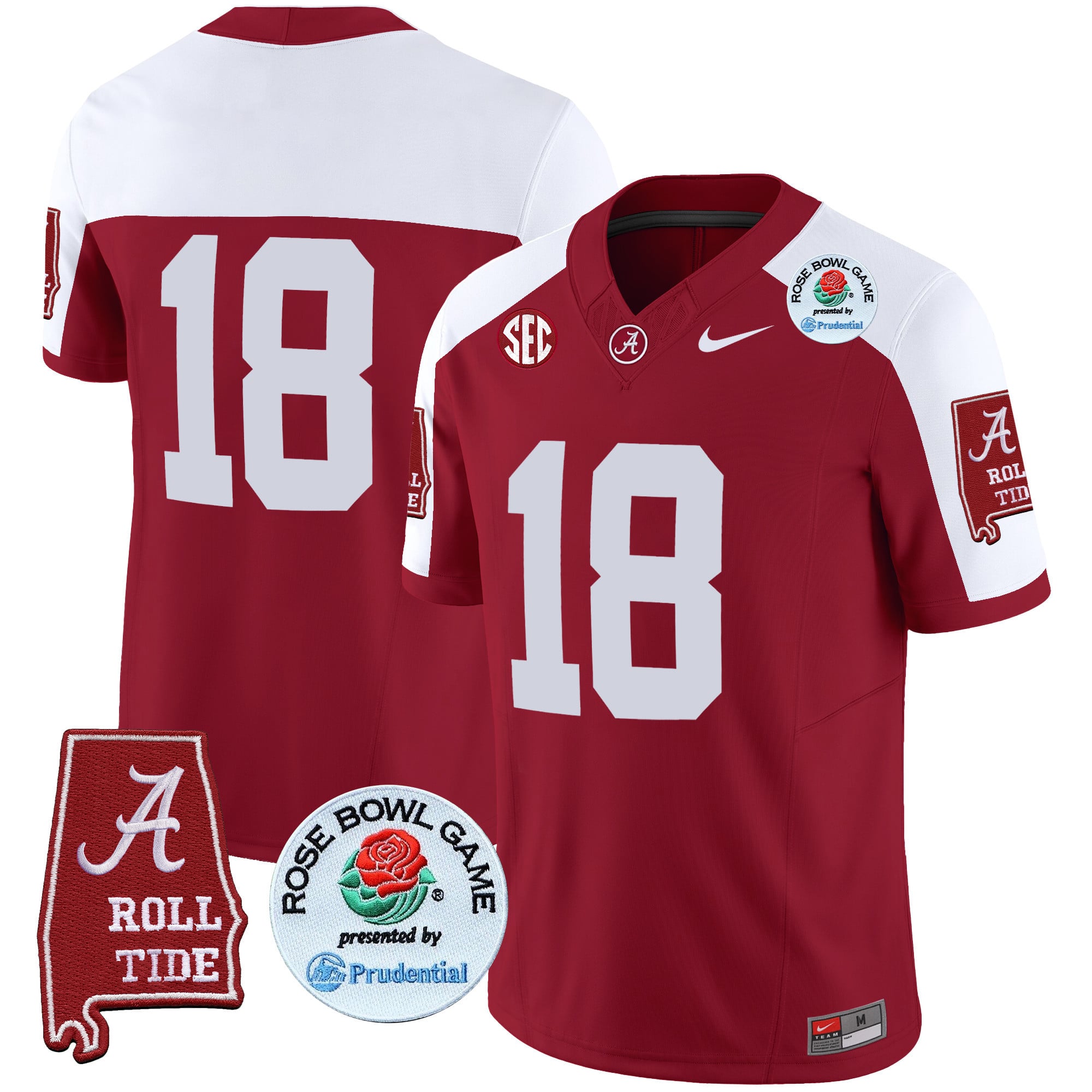 Men's Alabama Crimson Tide Rose Bowl Patch Vapor Limited Jersey - All Stitched