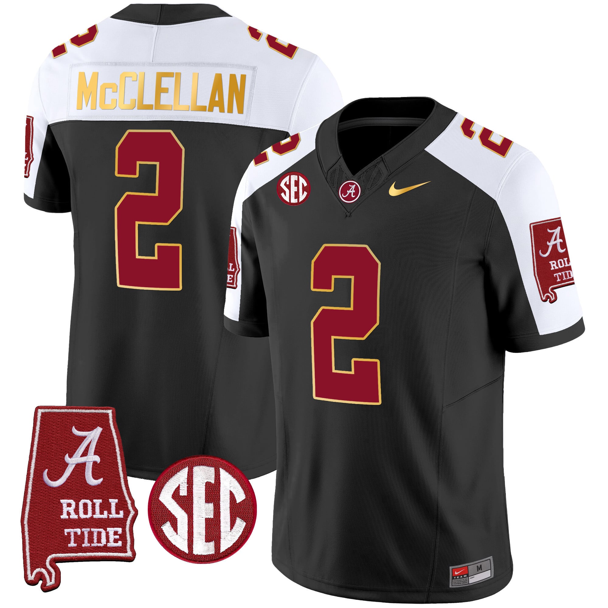Men's Alabama Crimson Tide Gold Trim Vapor Jersey - Alabama Map - All Stitched