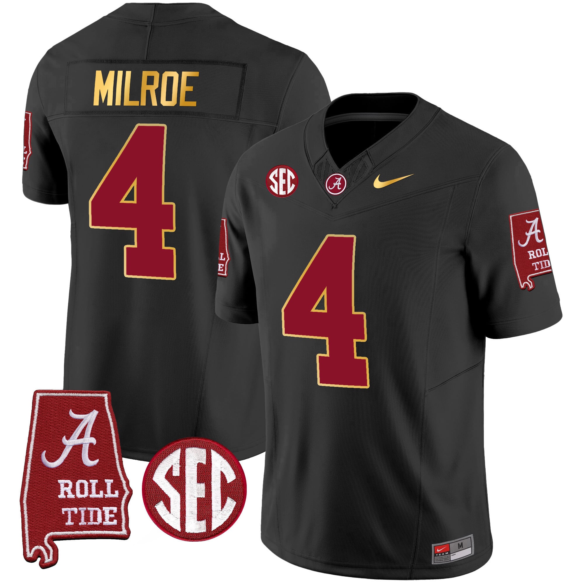 Men's Alabama Crimson Tide Gold Trim Vapor Jersey - Alabama Map - All Stitched