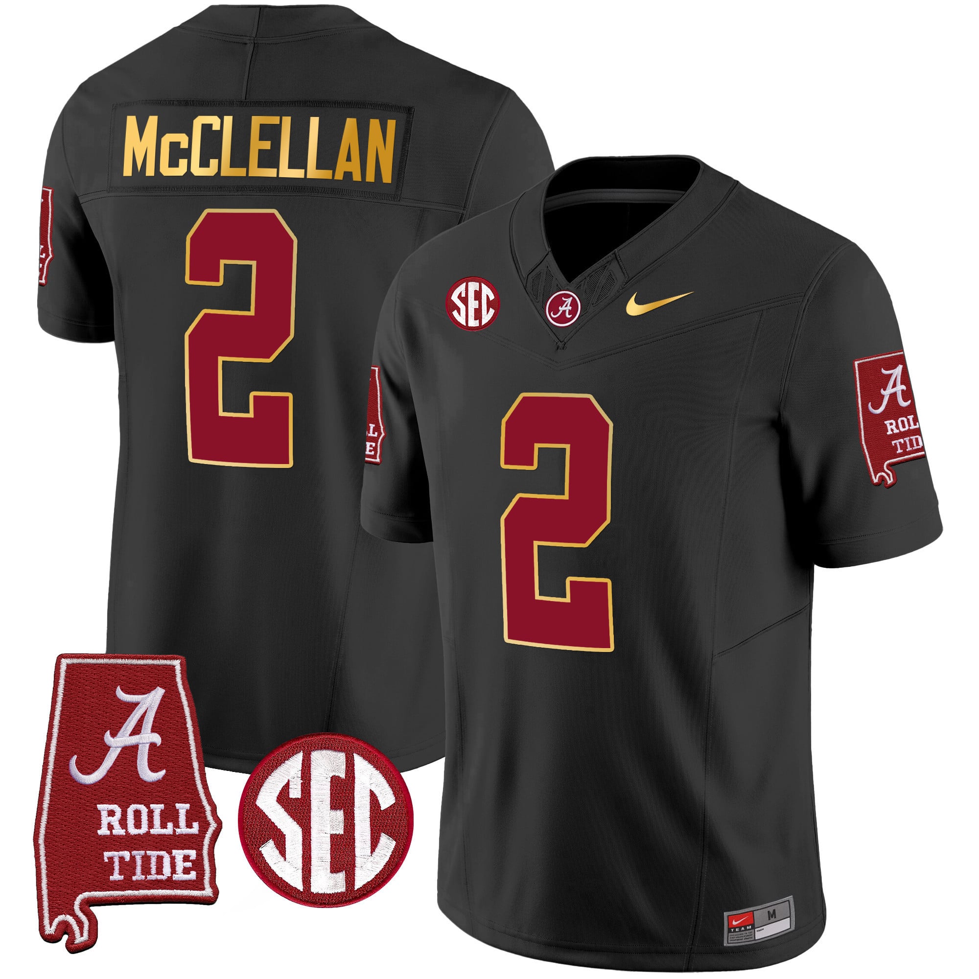Men's Alabama Crimson Tide Gold Trim Vapor Jersey - Alabama Map - All Stitched