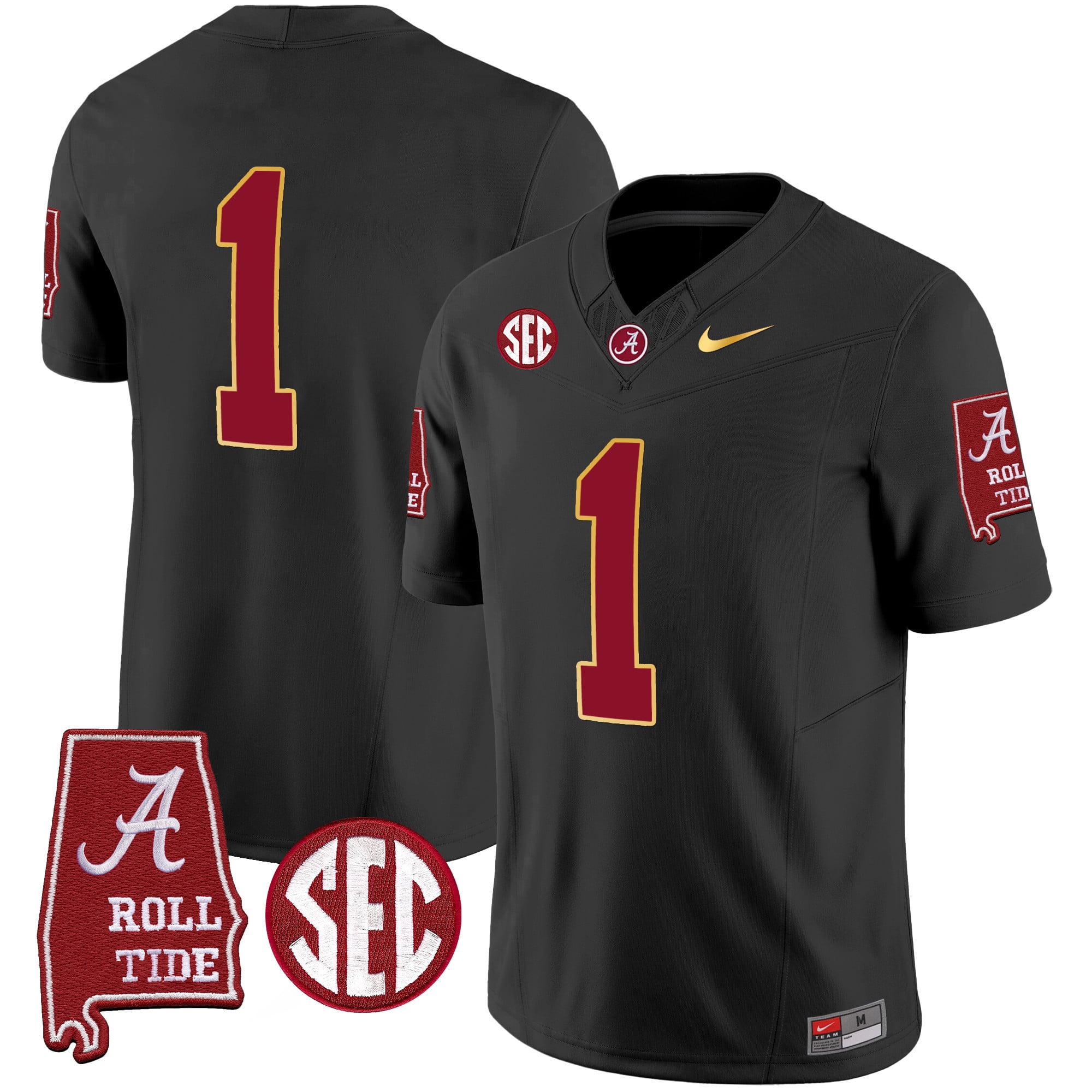 Men's Alabama Crimson Tide Gold Trim Vapor Jersey - Alabama Map - All Stitched