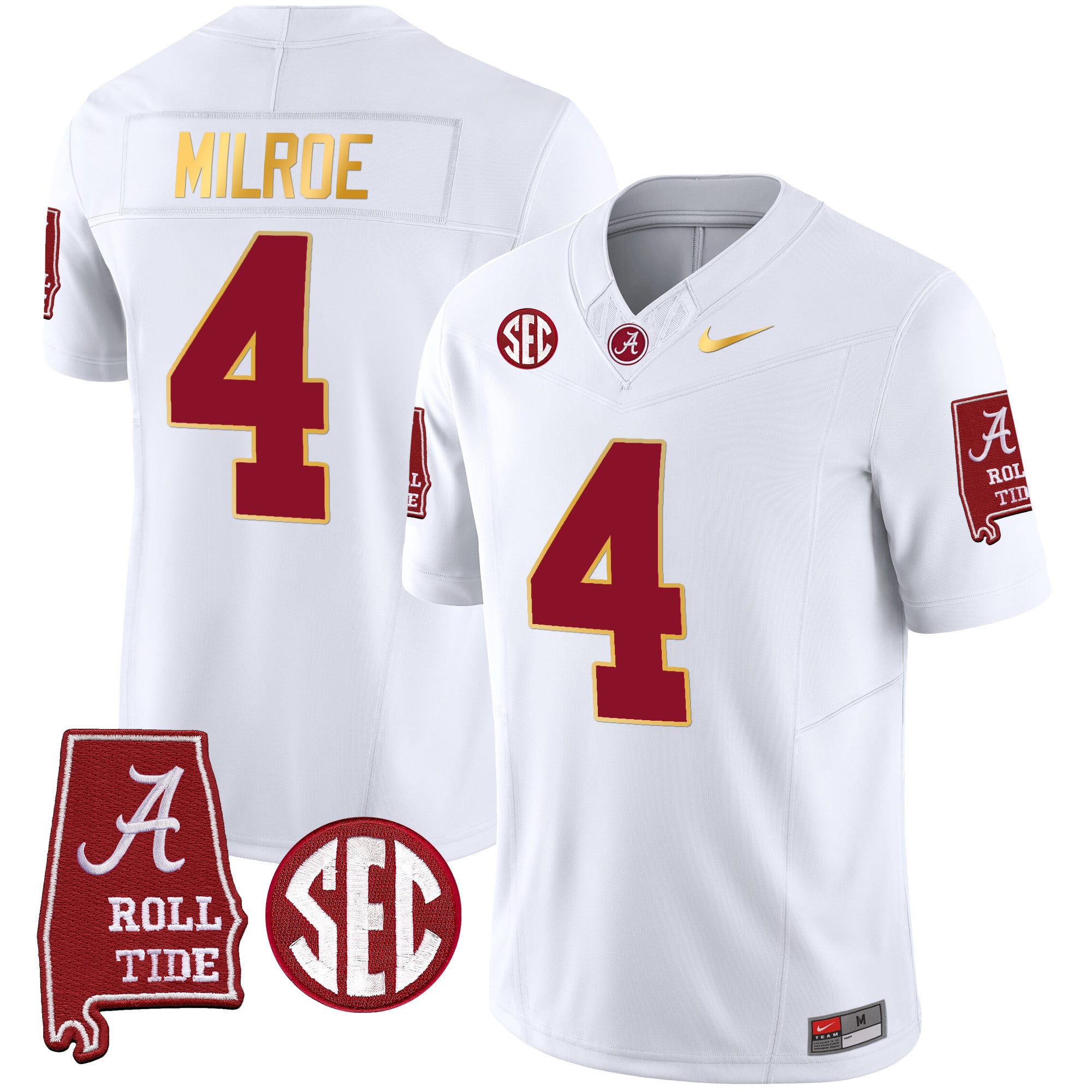 Men's Alabama Crimson Tide Gold Trim Vapor Jersey - Alabama Map - All Stitched