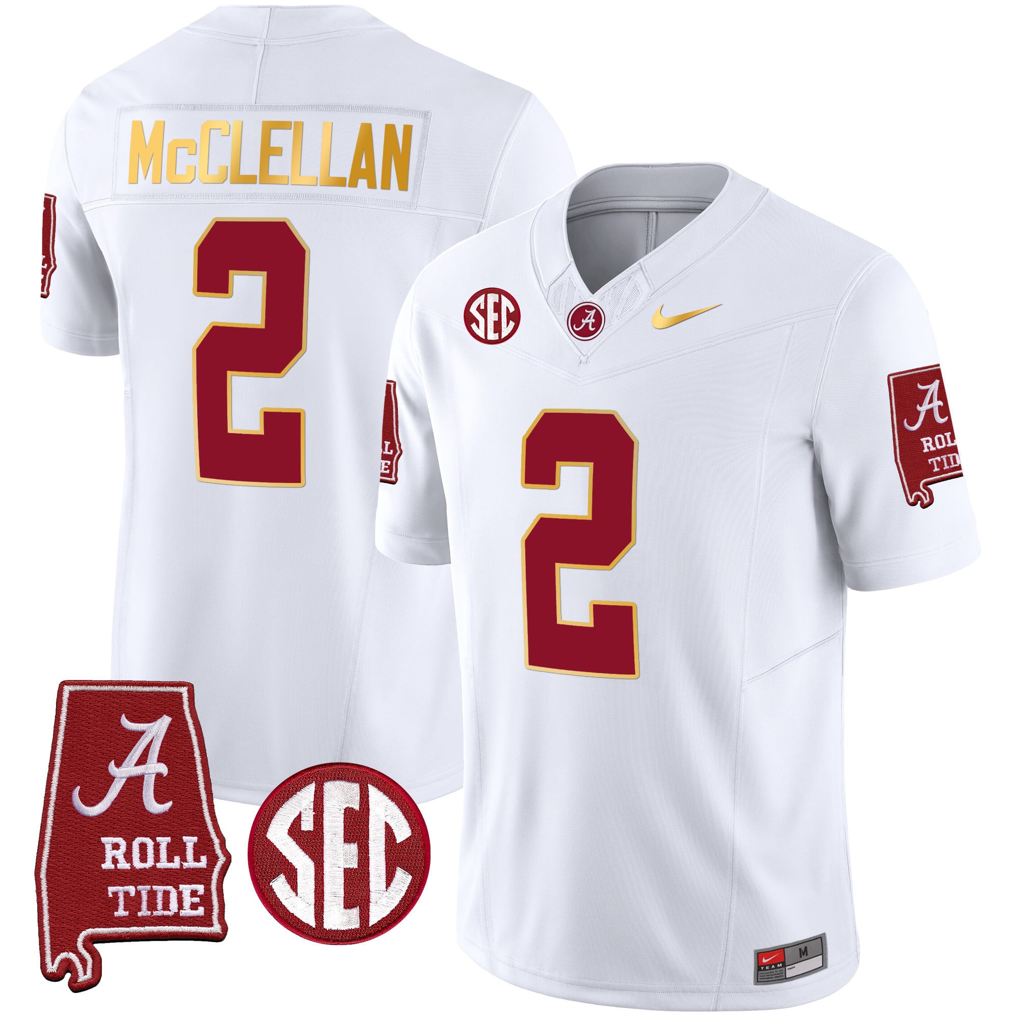 Men's Alabama Crimson Tide Gold Trim Vapor Jersey - Alabama Map - All Stitched