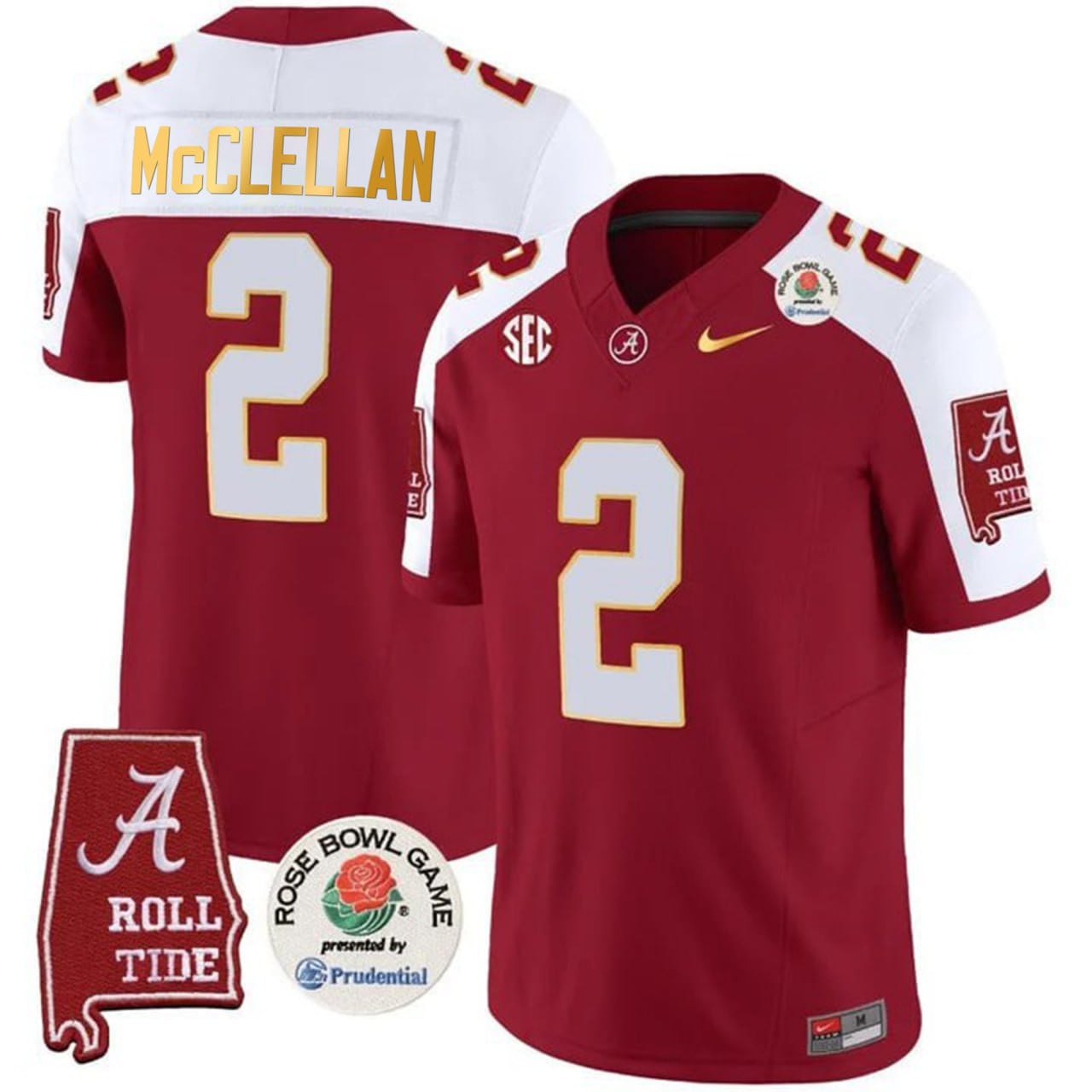 Men's Alabama Crimson Tide Rose Bowl Patch Gold Trim Vapor Limited Jersey - All Stitched