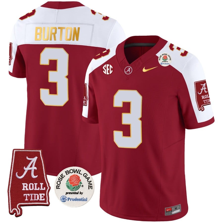 Men's Alabama Crimson Tide Rose Bowl Patch Gold Trim Vapor Limited Jersey - All Stitched