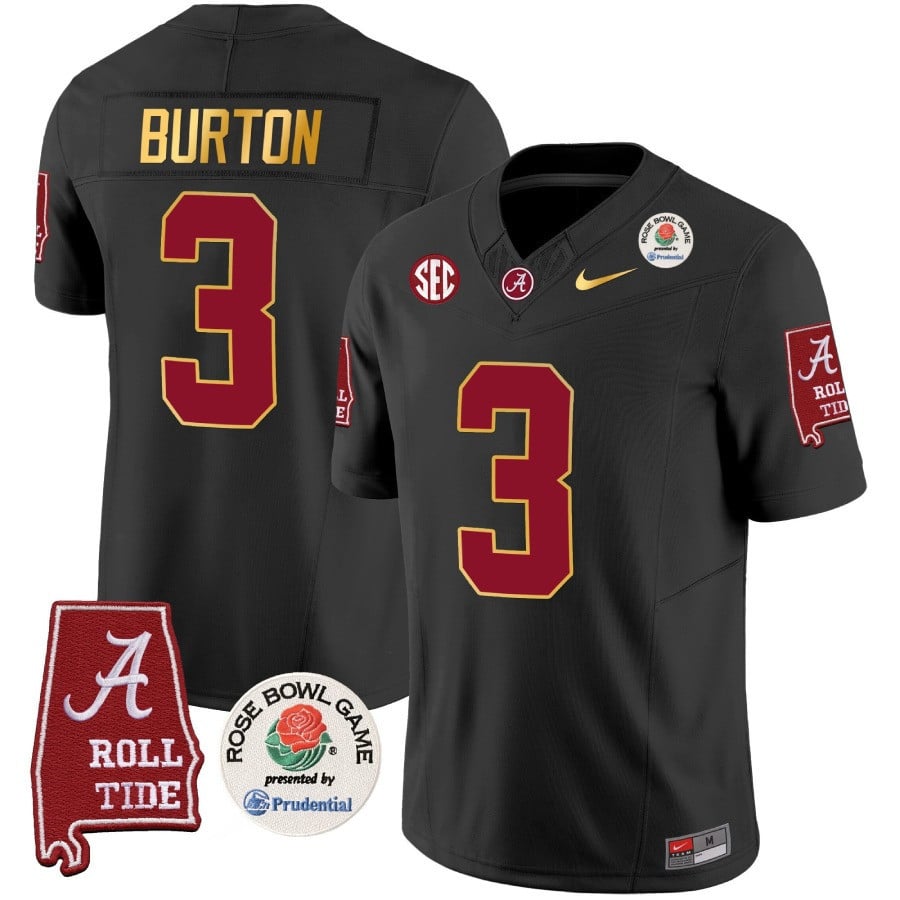 Men's Alabama Crimson Tide Rose Bowl Patch Gold Trim Vapor Limited Jersey - All Stitched