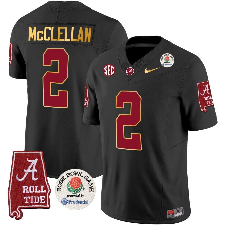 Men's Alabama Crimson Tide Rose Bowl Patch Gold Trim Vapor Limited Jersey - All Stitched