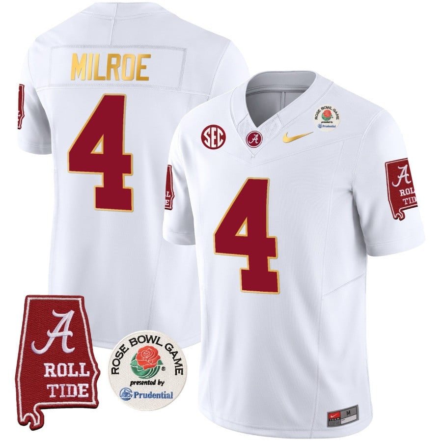 Men's Alabama Crimson Tide Rose Bowl Patch Gold Trim Vapor Limited Jersey - All Stitched