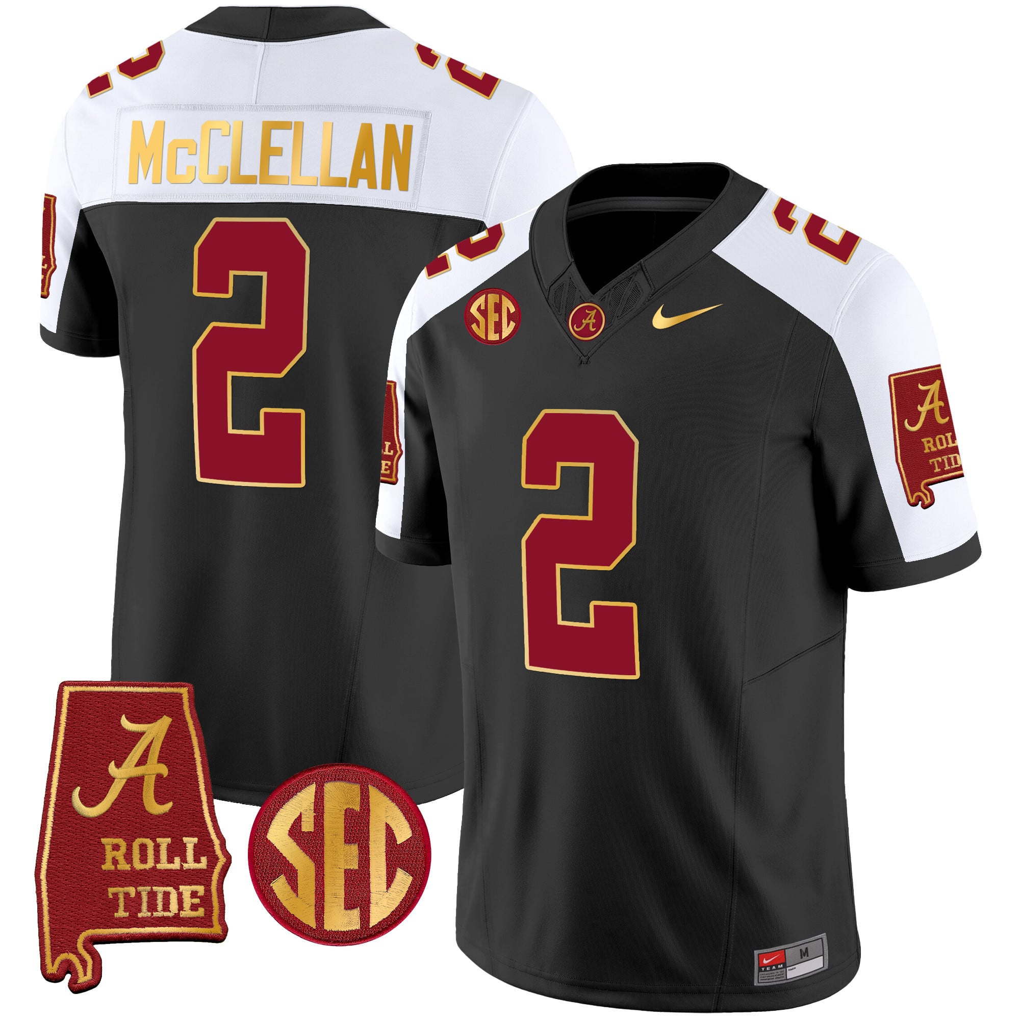 Men's Alabama Crimson Tide Gold Trim Vapor Jersey V2 - Alabama Map - All Stitched