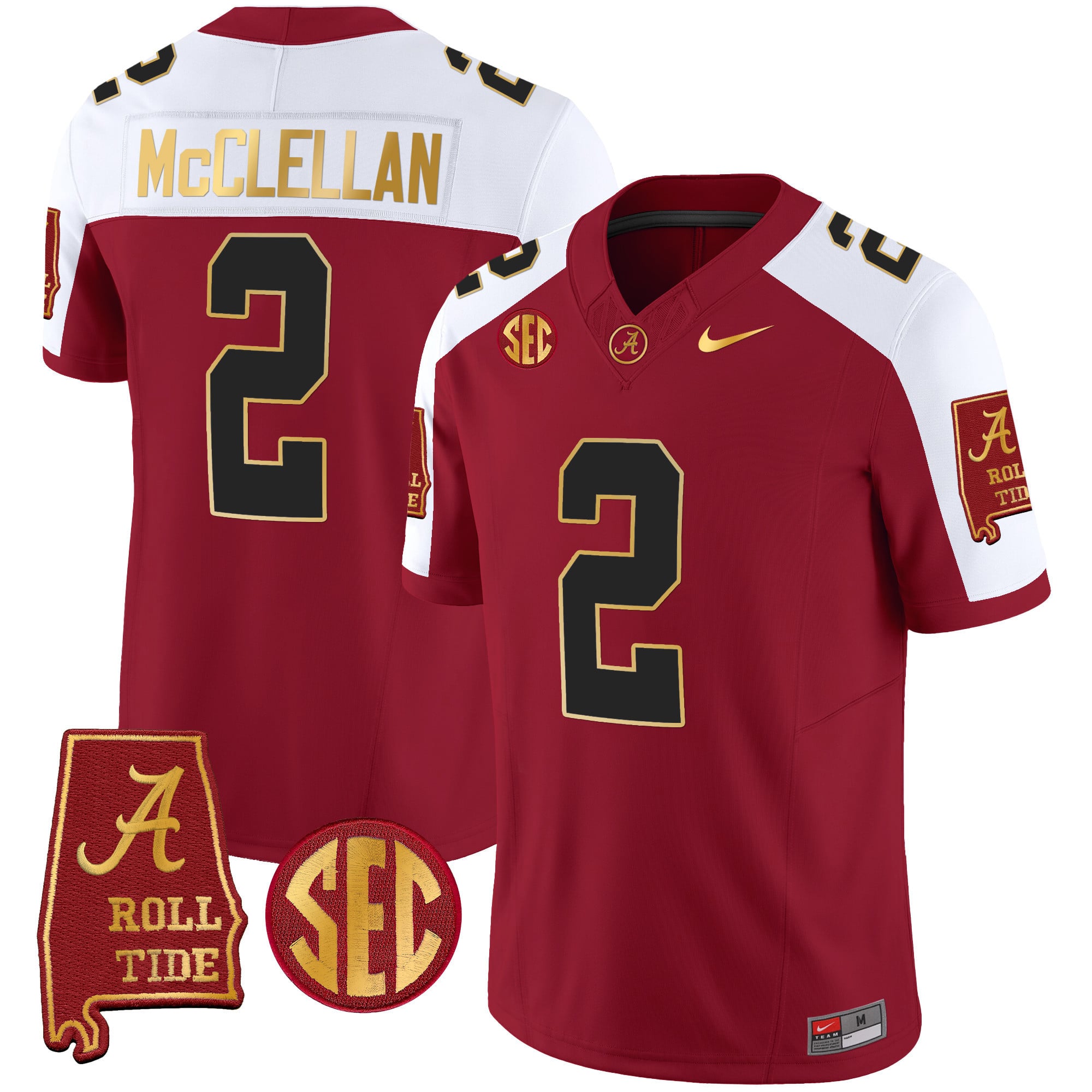 Men's Alabama Crimson Tide Gold Trim Vapor Jersey V2 - Alabama Map - All Stitched