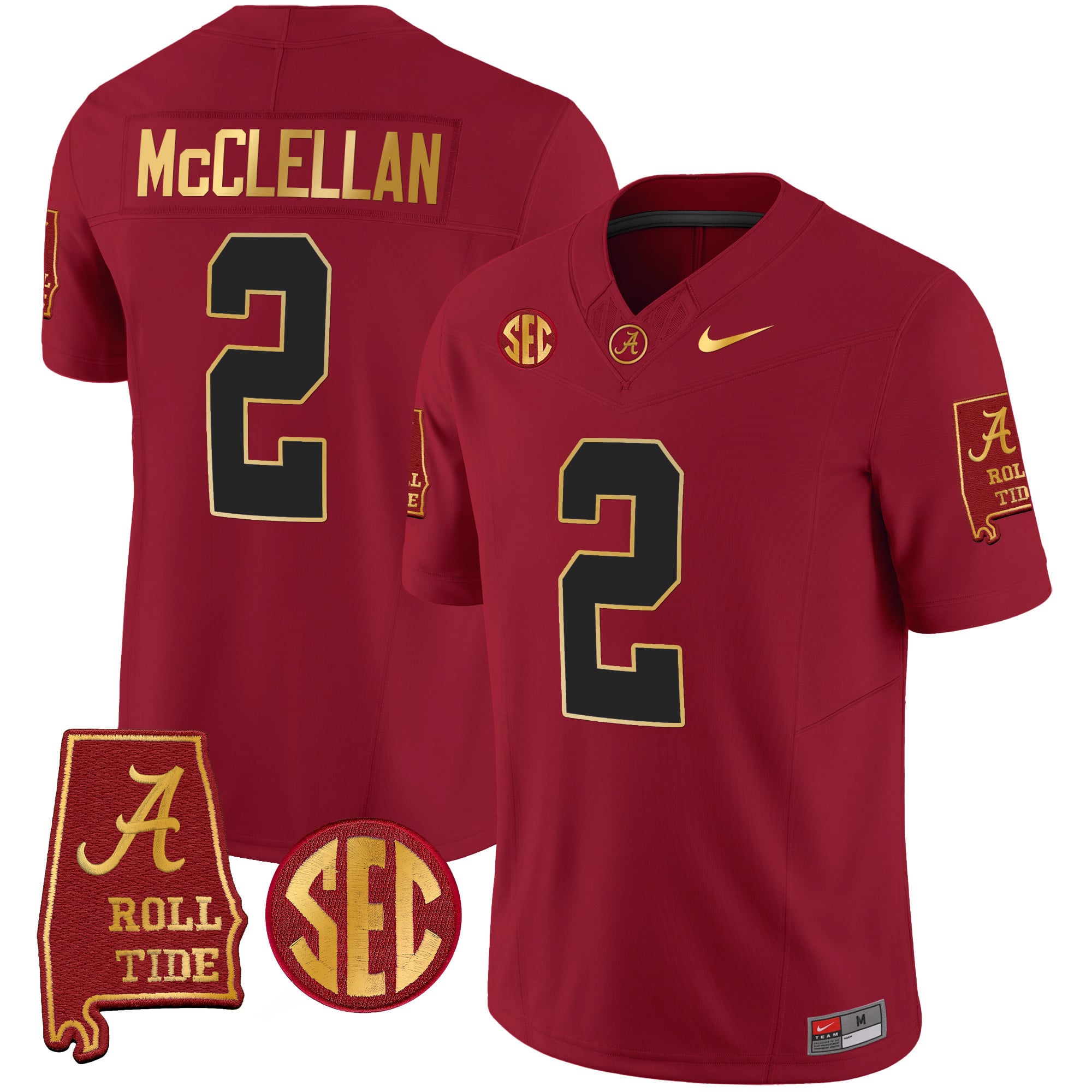 Men's Alabama Crimson Tide Gold Trim Vapor Jersey V2 - Alabama Map - All Stitched