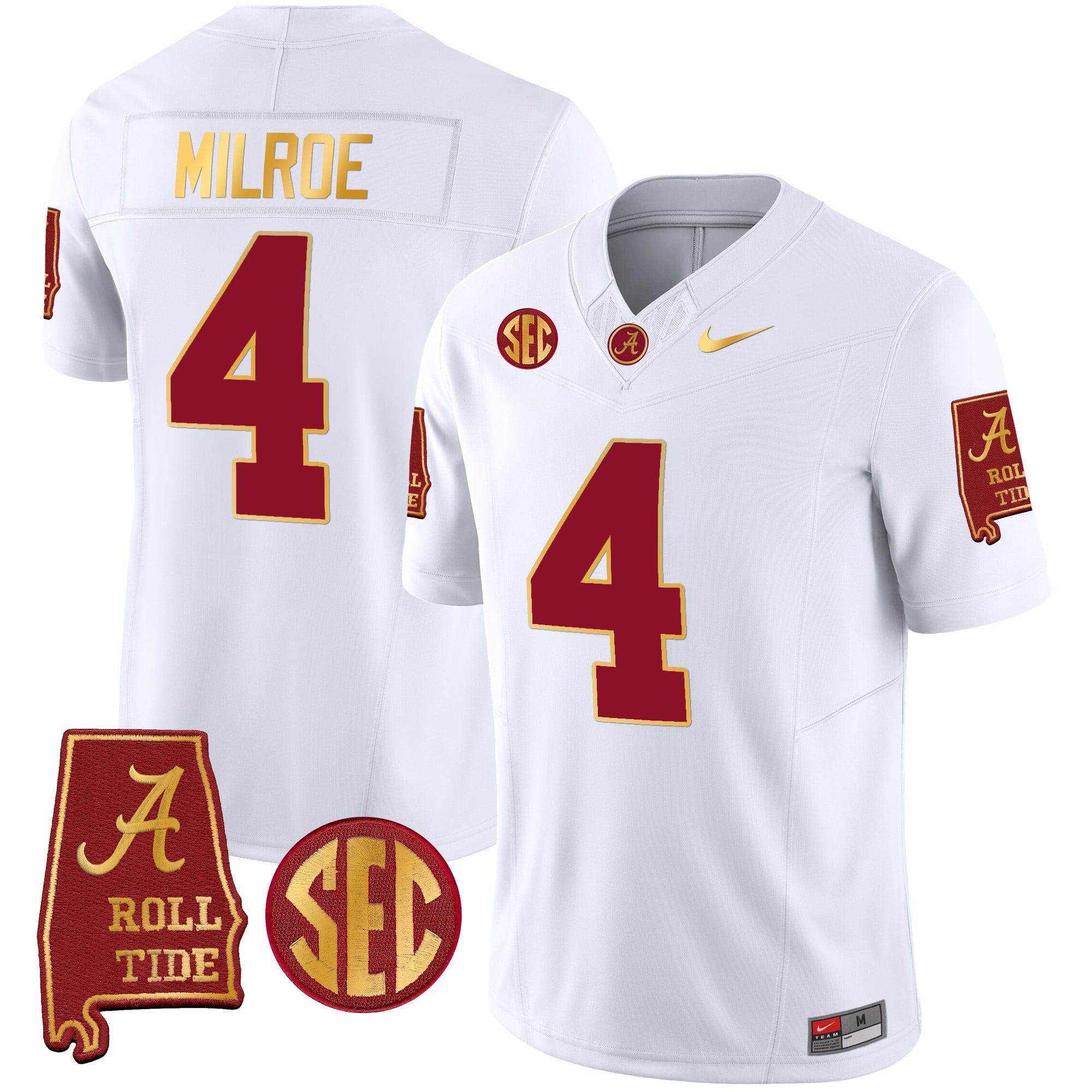 Men's Alabama Crimson Tide Gold Trim Vapor Jersey V2 - Alabama Map - All Stitched