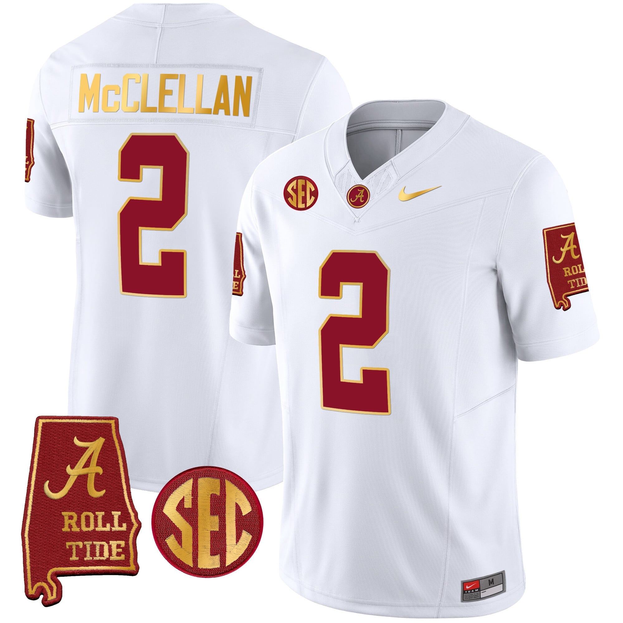 Men's Alabama Crimson Tide Gold Trim Vapor Jersey V2 - Alabama Map - All Stitched