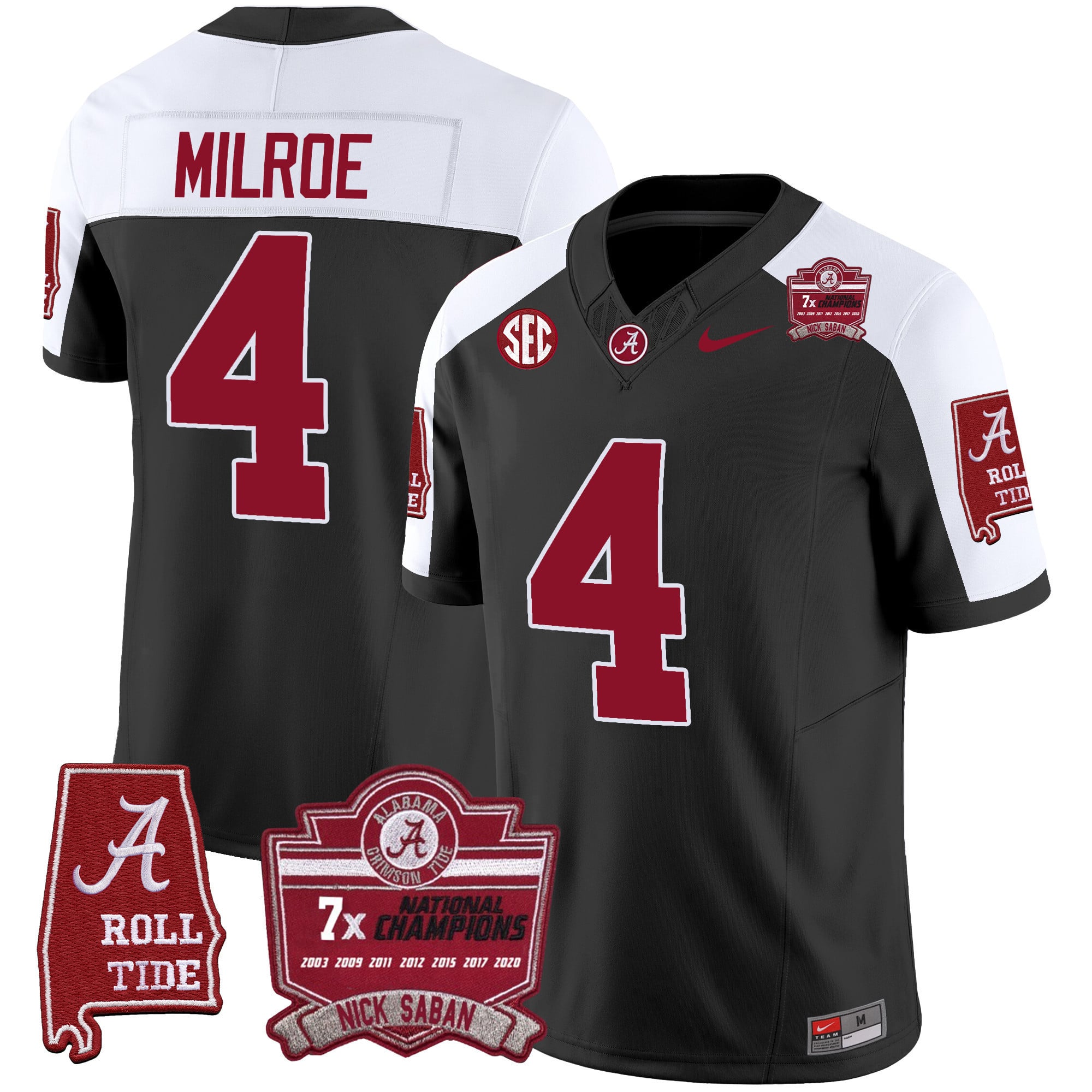 Men's Alabama Crimson Tide Nick Saban 7x Champions Patch Vapor Jersey - All Stitched