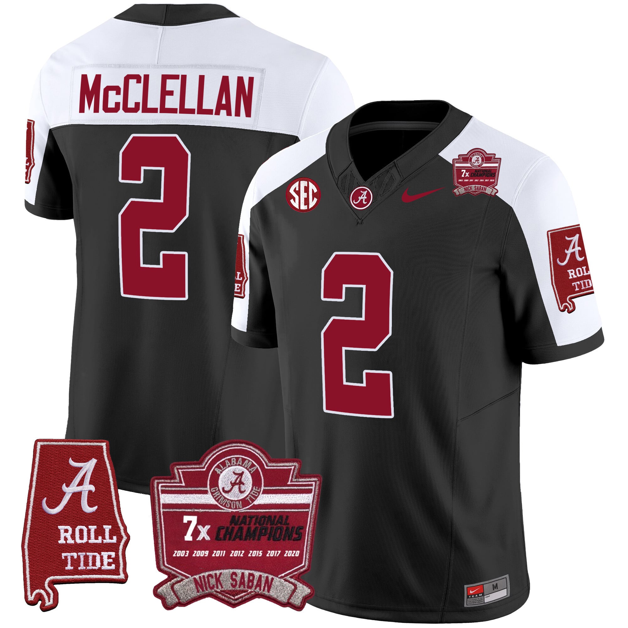 Men's Alabama Crimson Tide Nick Saban 7x Champions Patch Vapor Jersey - All Stitched