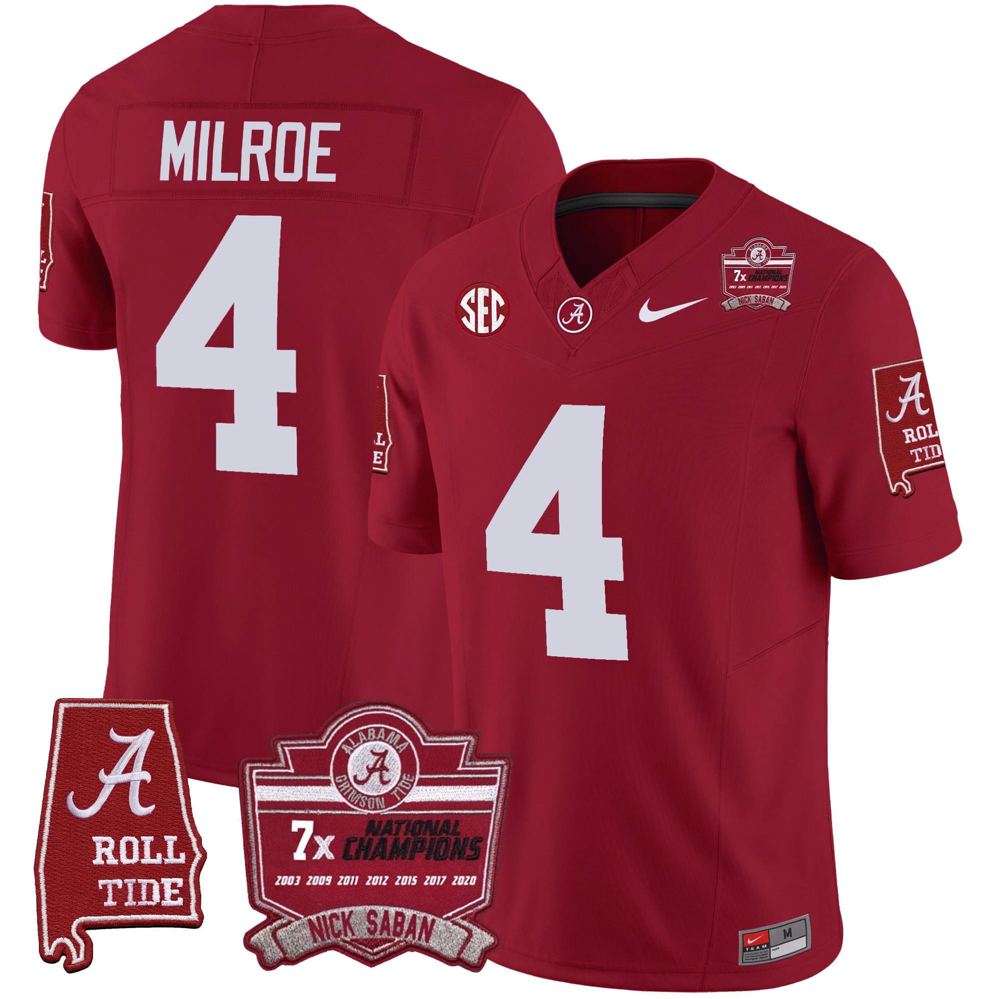Men's Alabama Crimson Tide Nick Saban 7x Champions Patch Vapor Jersey - All Stitched