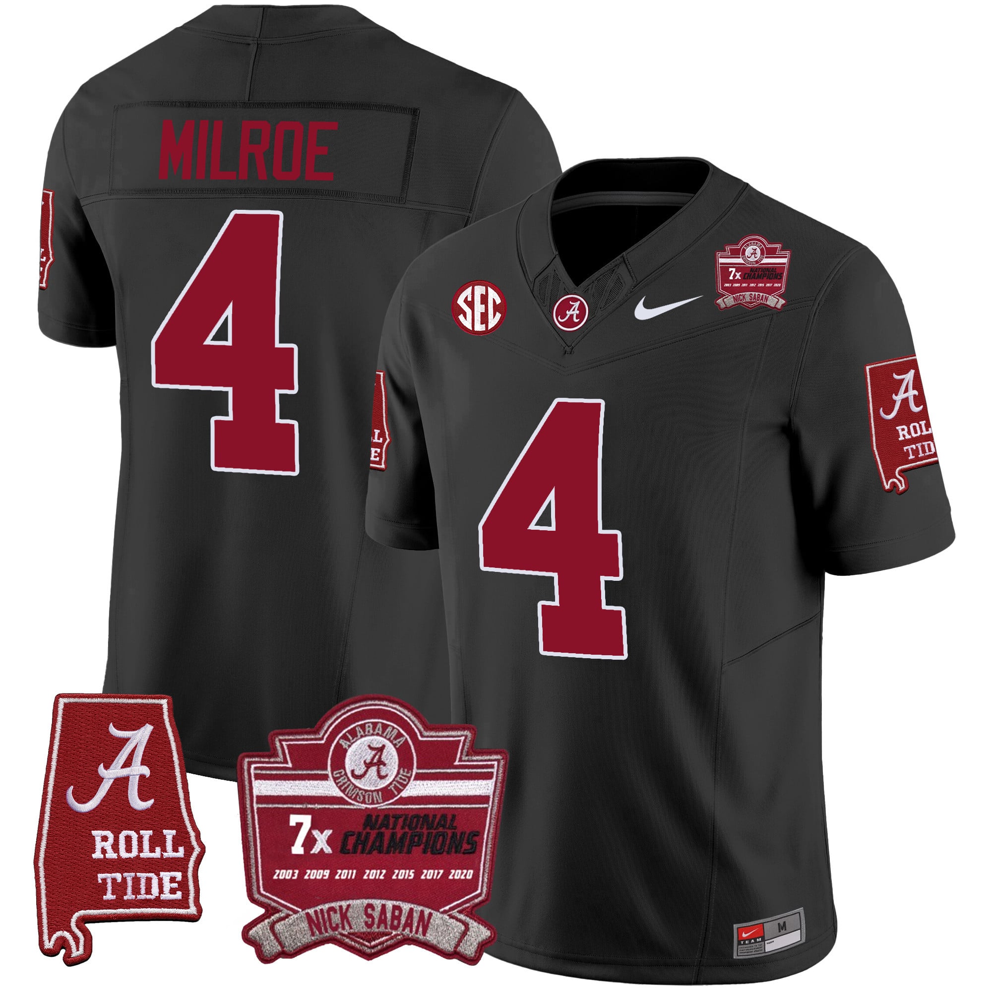 Men's Alabama Crimson Tide Nick Saban 7x Champions Patch Vapor Jersey - All Stitched