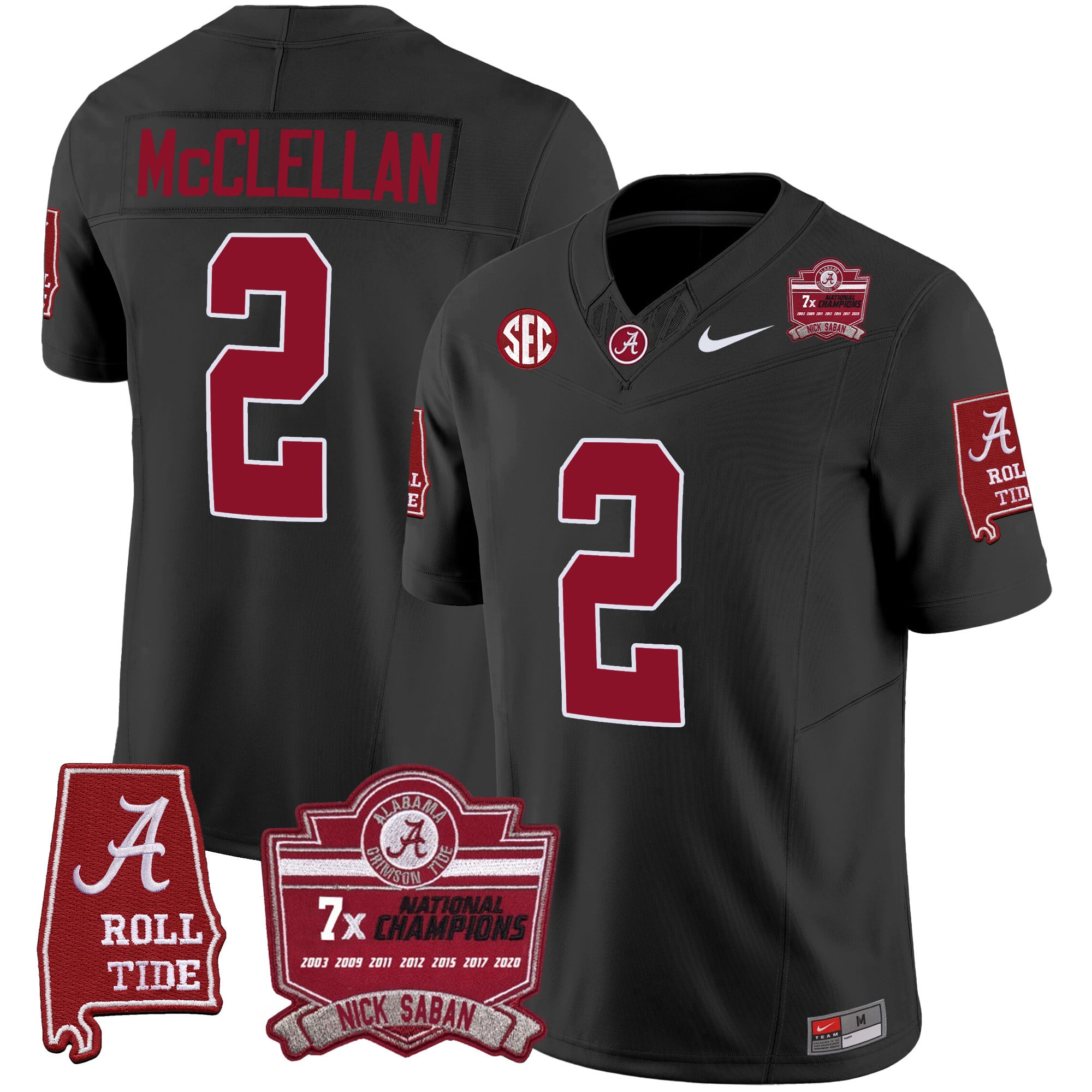 Men's Alabama Crimson Tide Nick Saban 7x Champions Patch Vapor Jersey - All Stitched