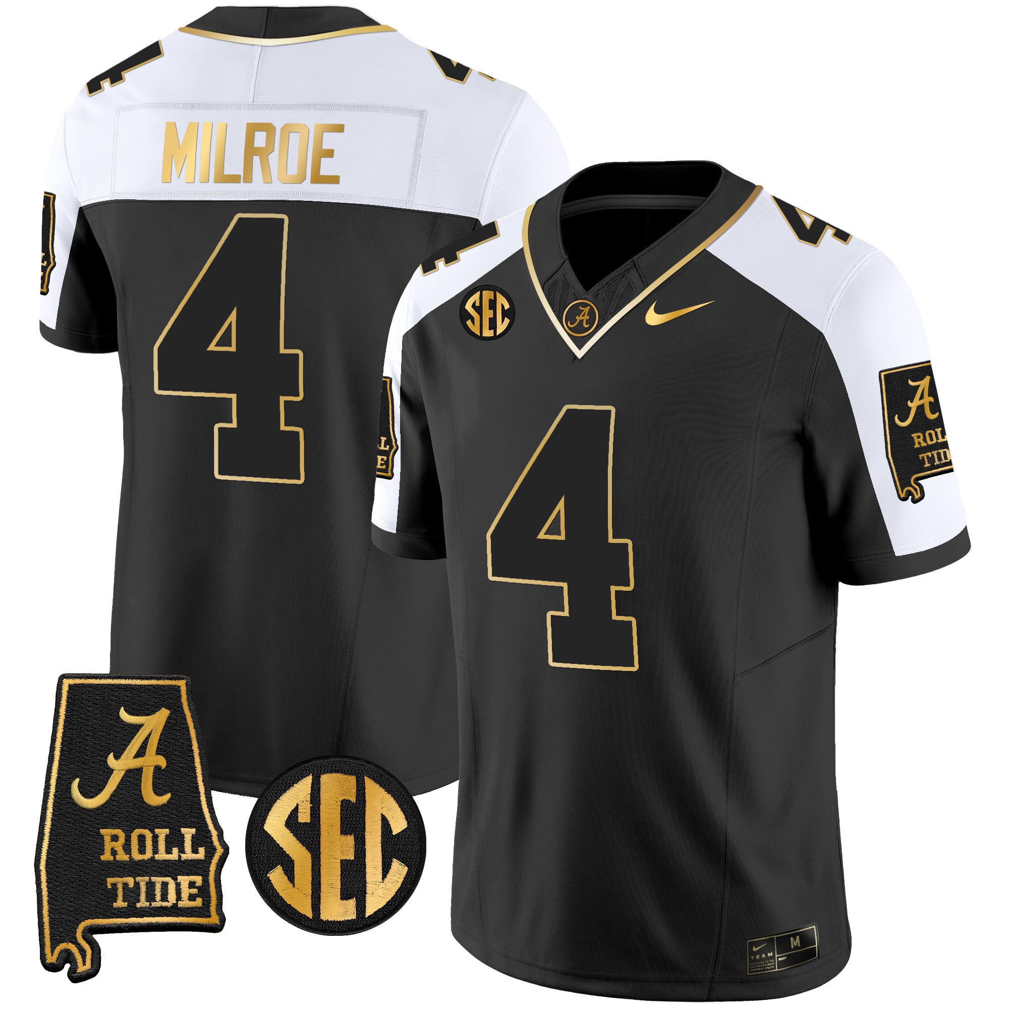 Men's Alabama Crimson Tide Vapor Gold Jersey V3 - Alabama Map - All Stitched