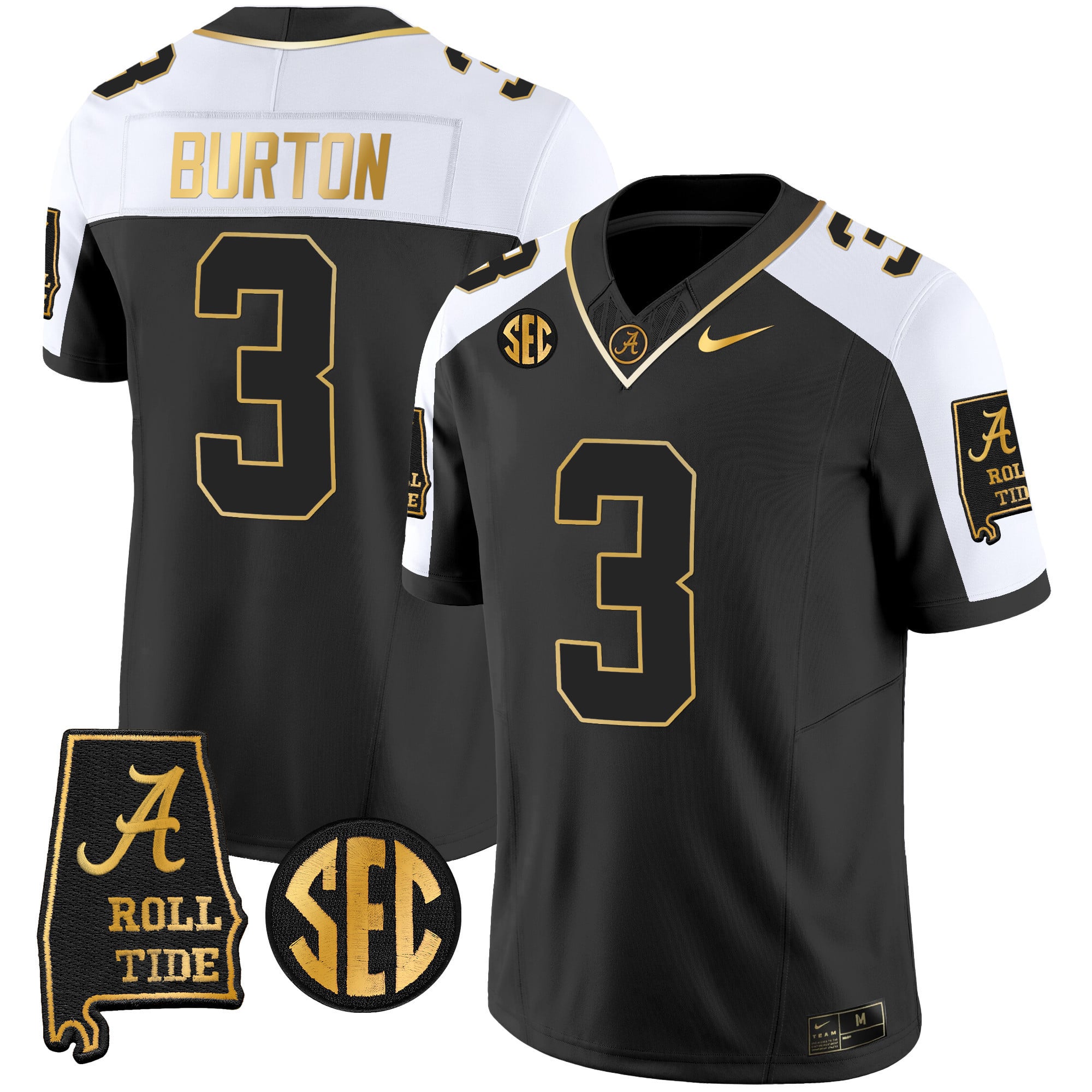 Men's Alabama Crimson Tide Vapor Gold Jersey V3 - Alabama Map - All Stitched
