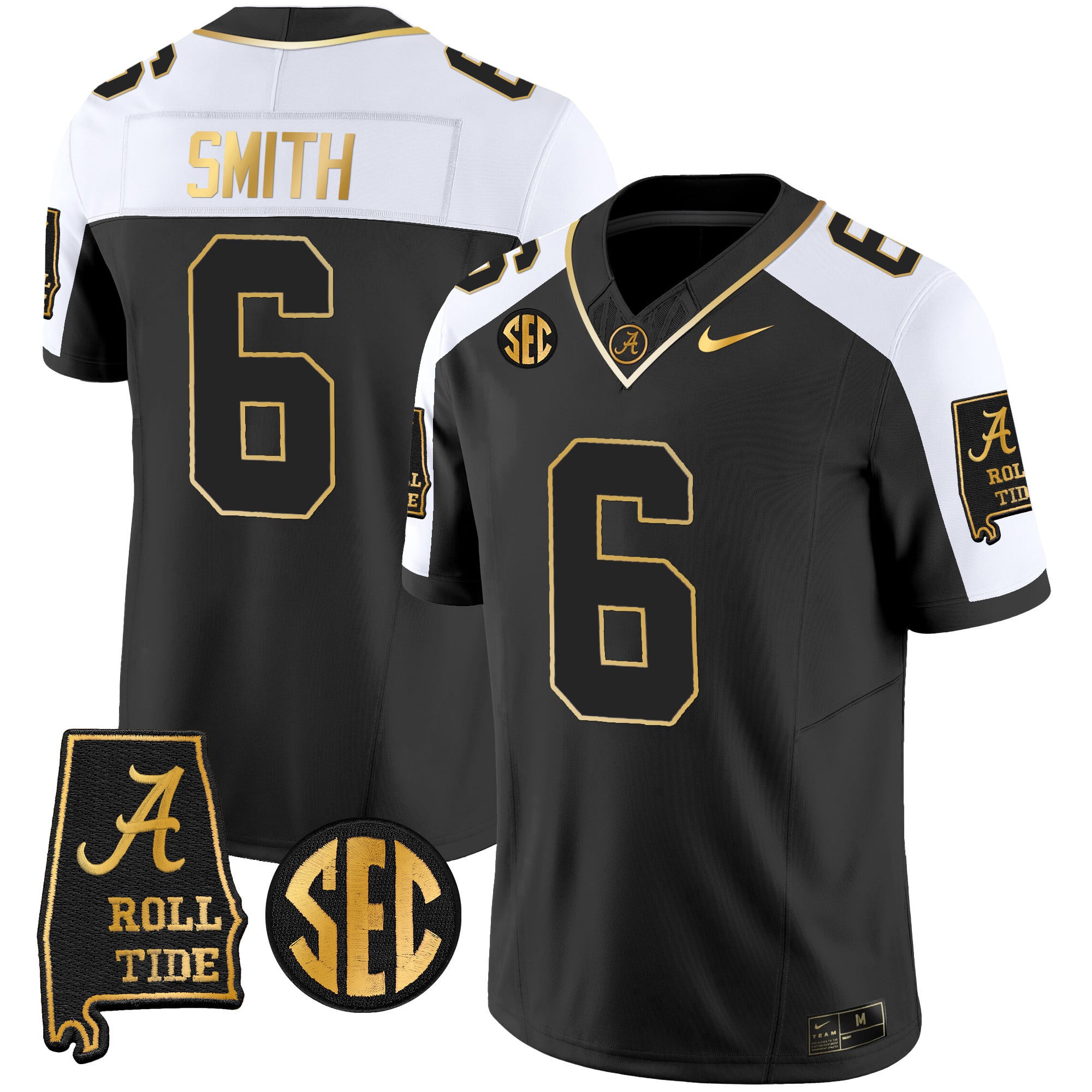 Men's Alabama Crimson Tide Vapor Gold Jersey V3 - Alabama Map - All Stitched