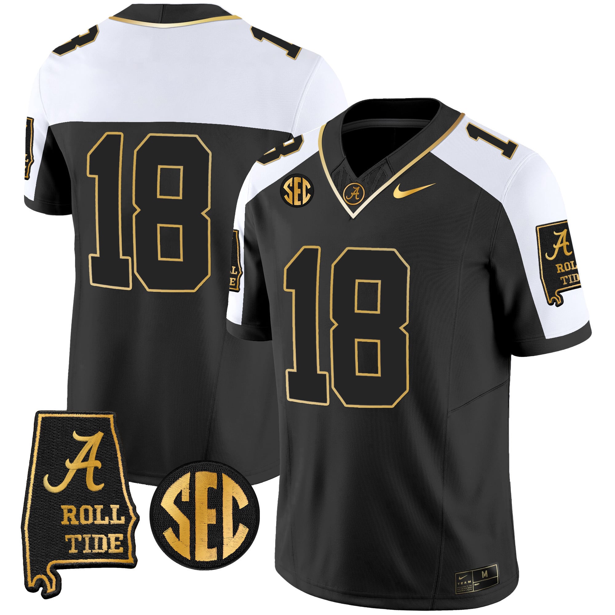 Men's Alabama Crimson Tide Vapor Gold Jersey V3 - Alabama Map - All Stitched