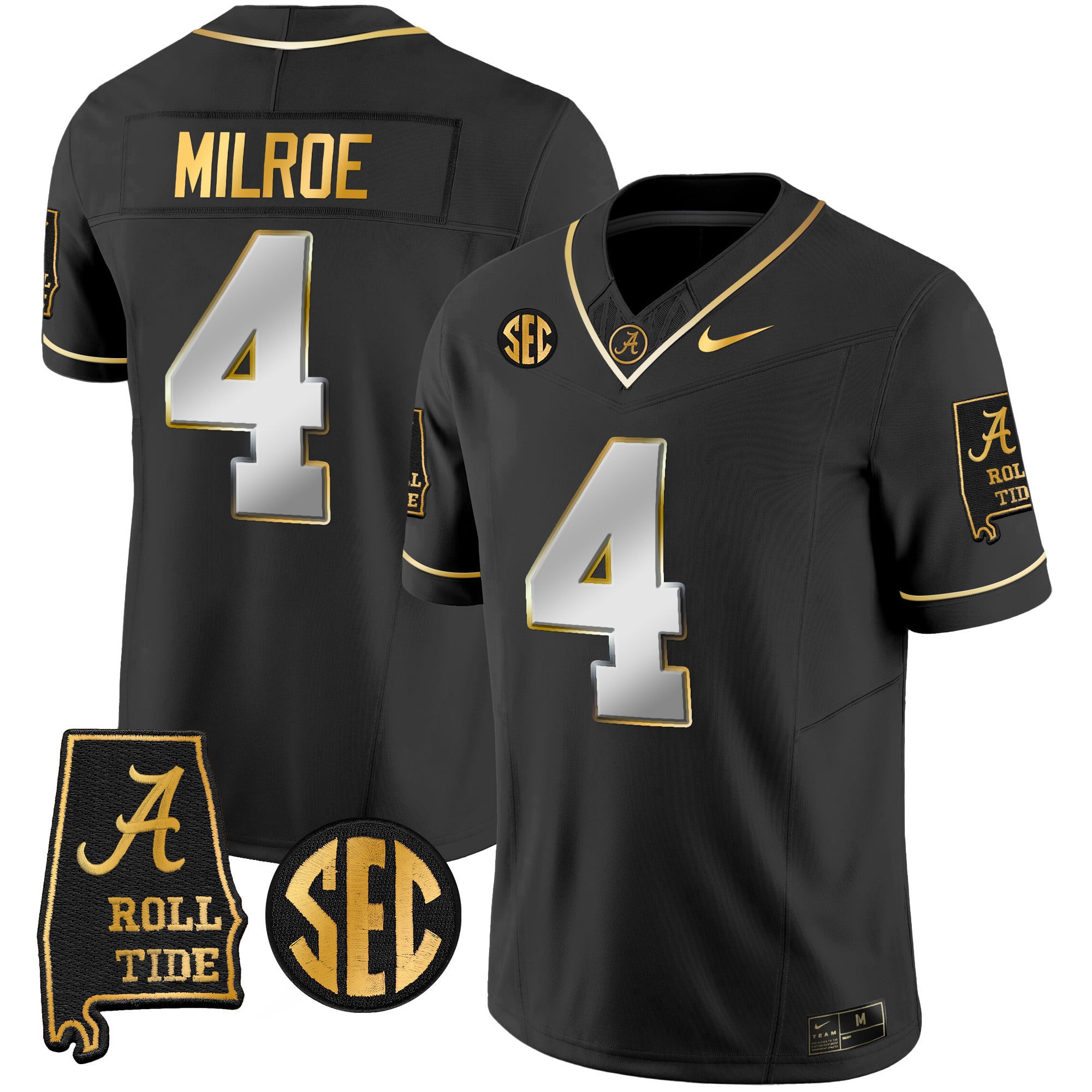 Men's Alabama Crimson Tide Vapor Gold Jersey V3 - Alabama Map - All Stitched