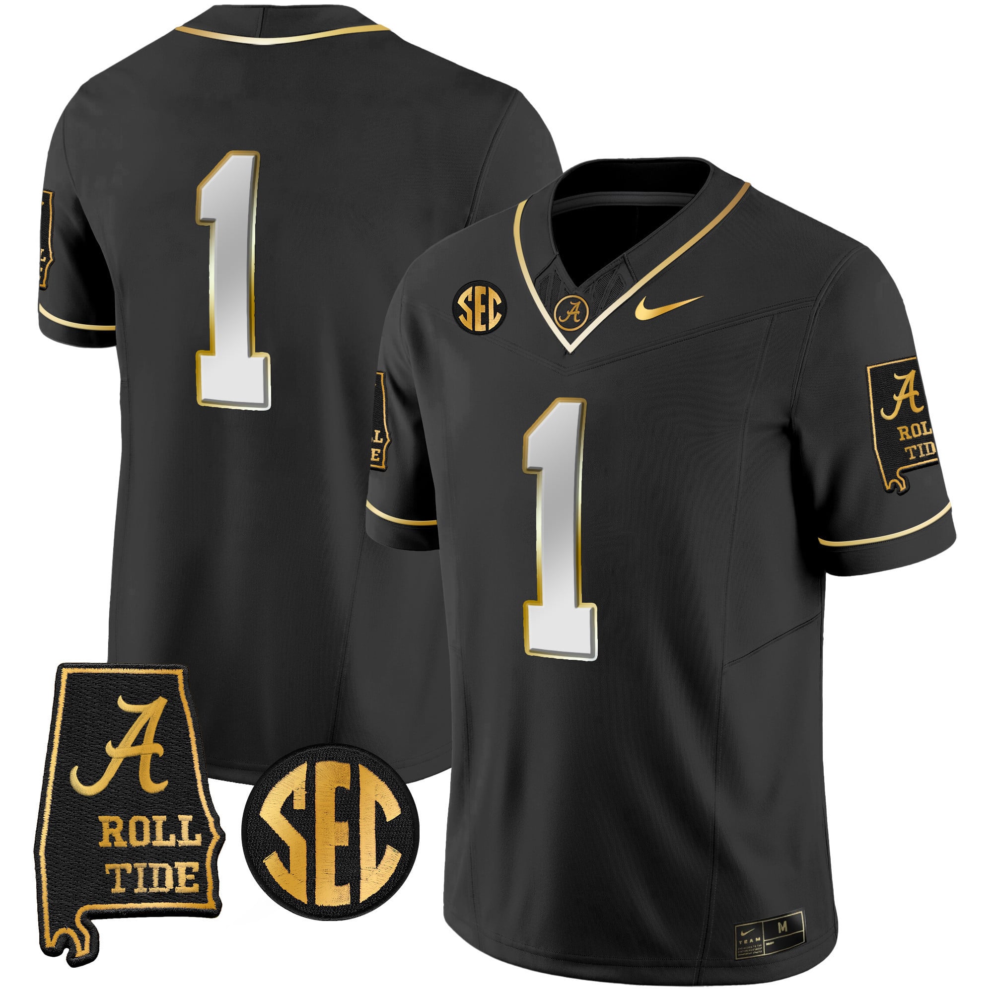 Men's Alabama Crimson Tide Vapor Gold Jersey V3 - Alabama Map - All Stitched