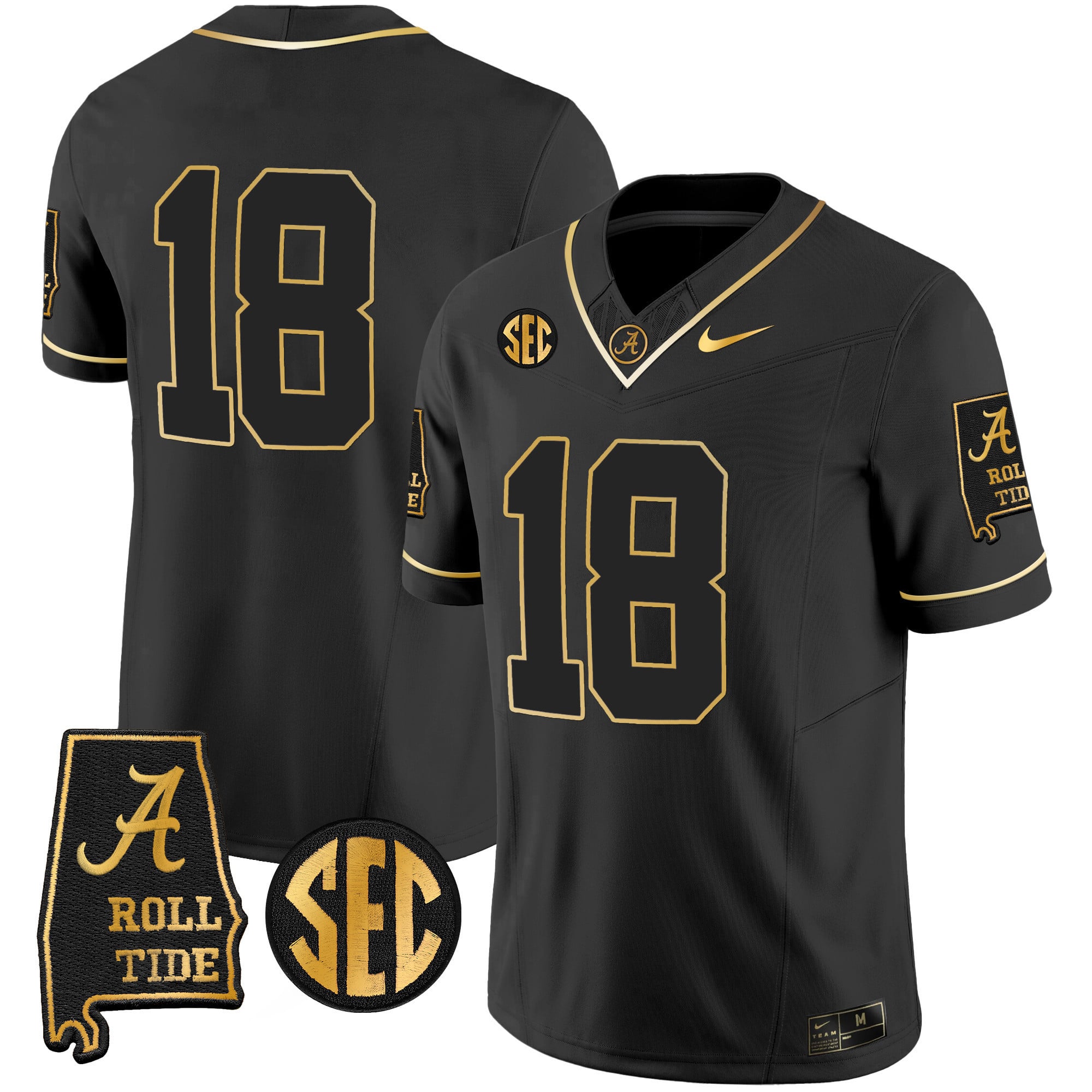 Men's Alabama Crimson Tide Vapor Gold Jersey V3 - Alabama Map - All Stitched