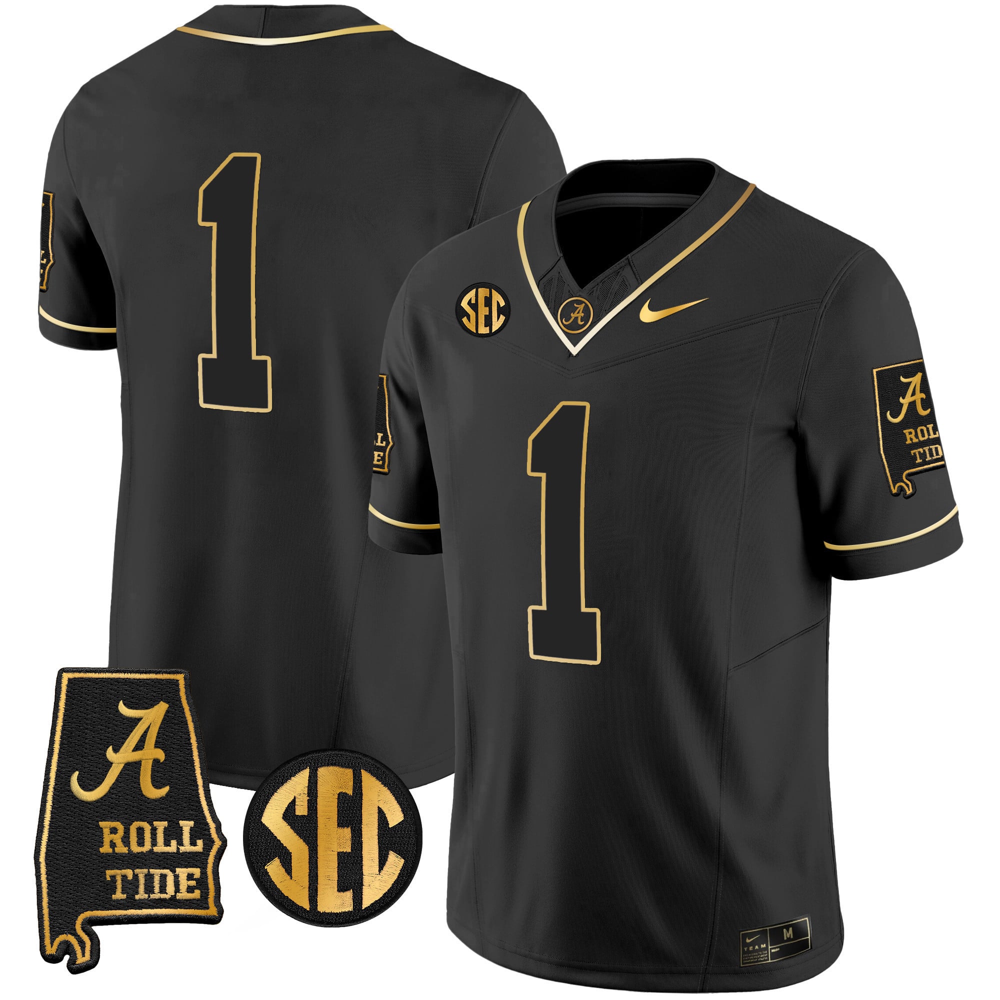 Men's Alabama Crimson Tide Vapor Gold Jersey V3 - Alabama Map - All Stitched