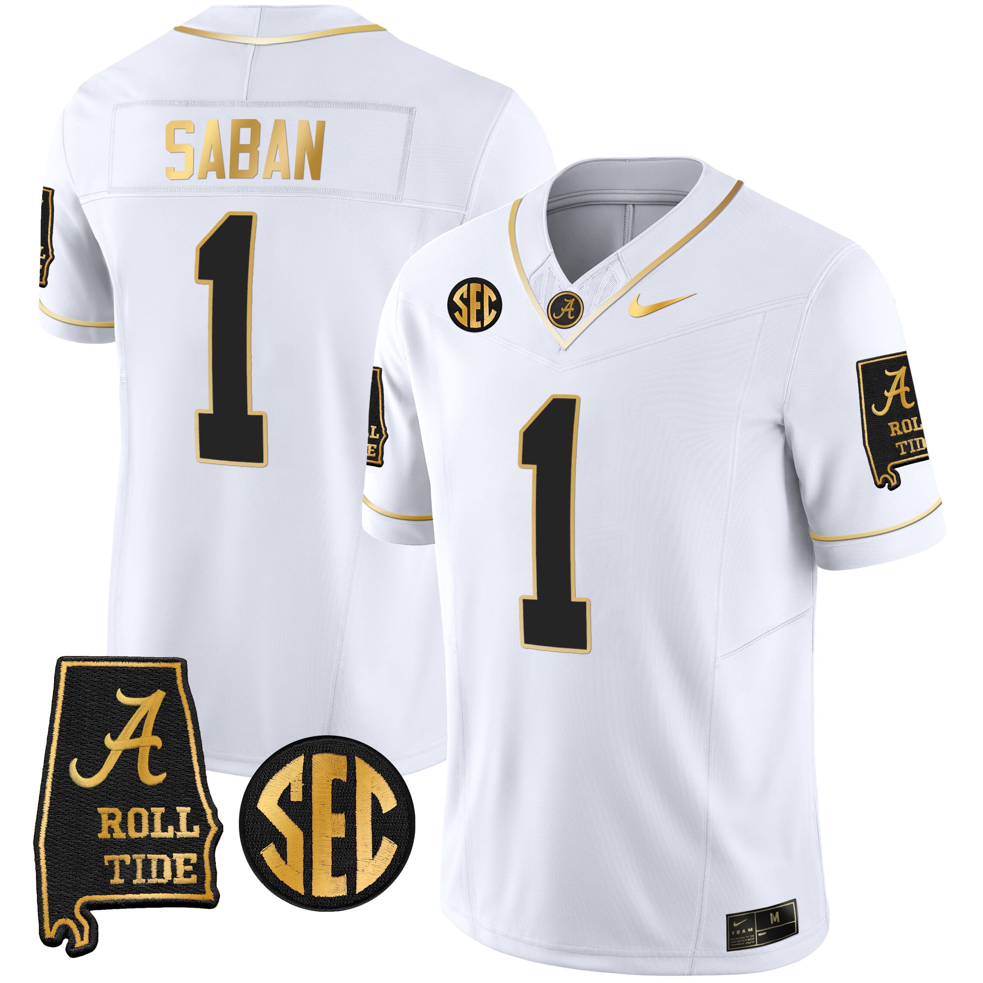 Men's Alabama Crimson Tide Vapor Gold Jersey V3 - Alabama Map - All Stitched