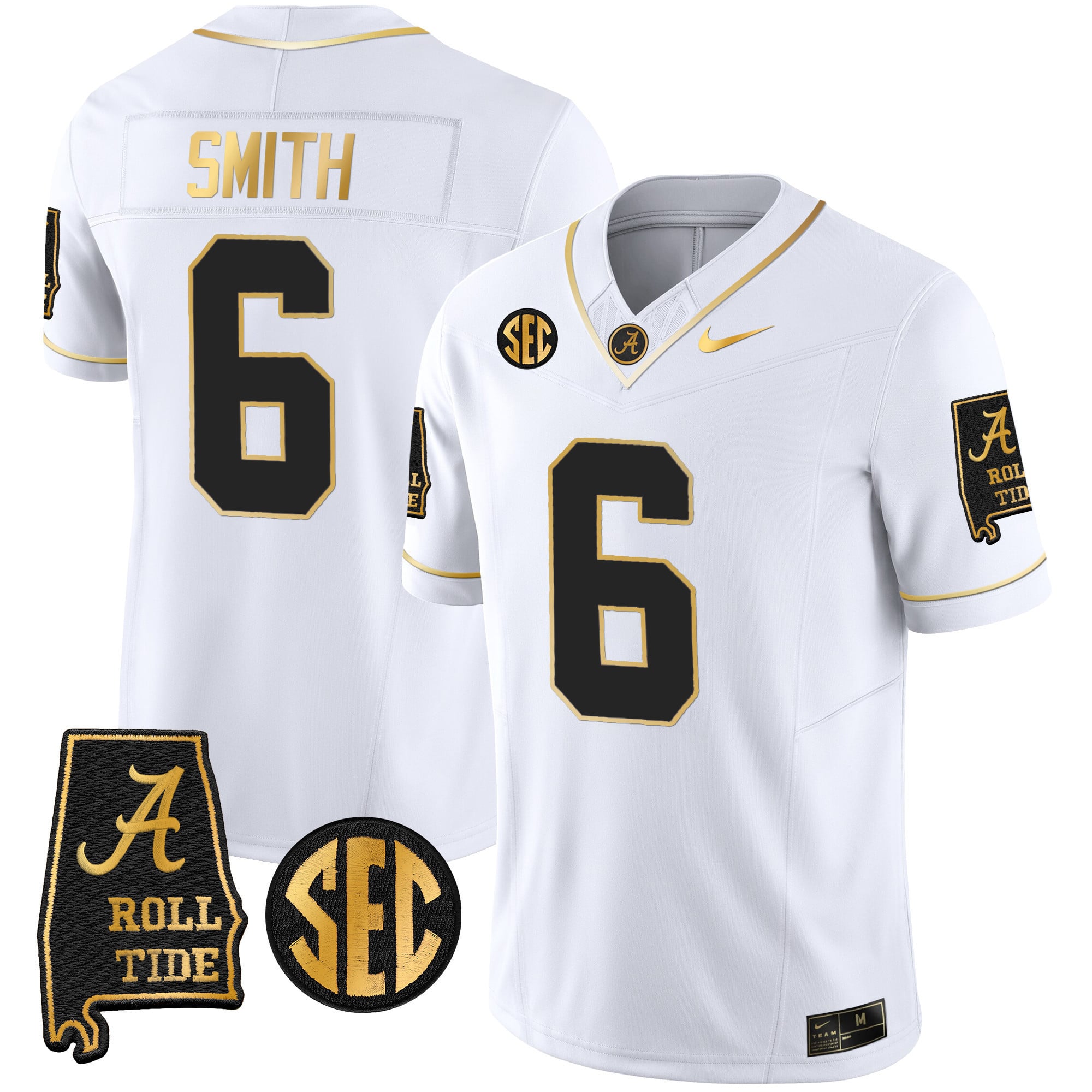 Men's Alabama Crimson Tide Vapor Gold Jersey V3 - Alabama Map - All Stitched