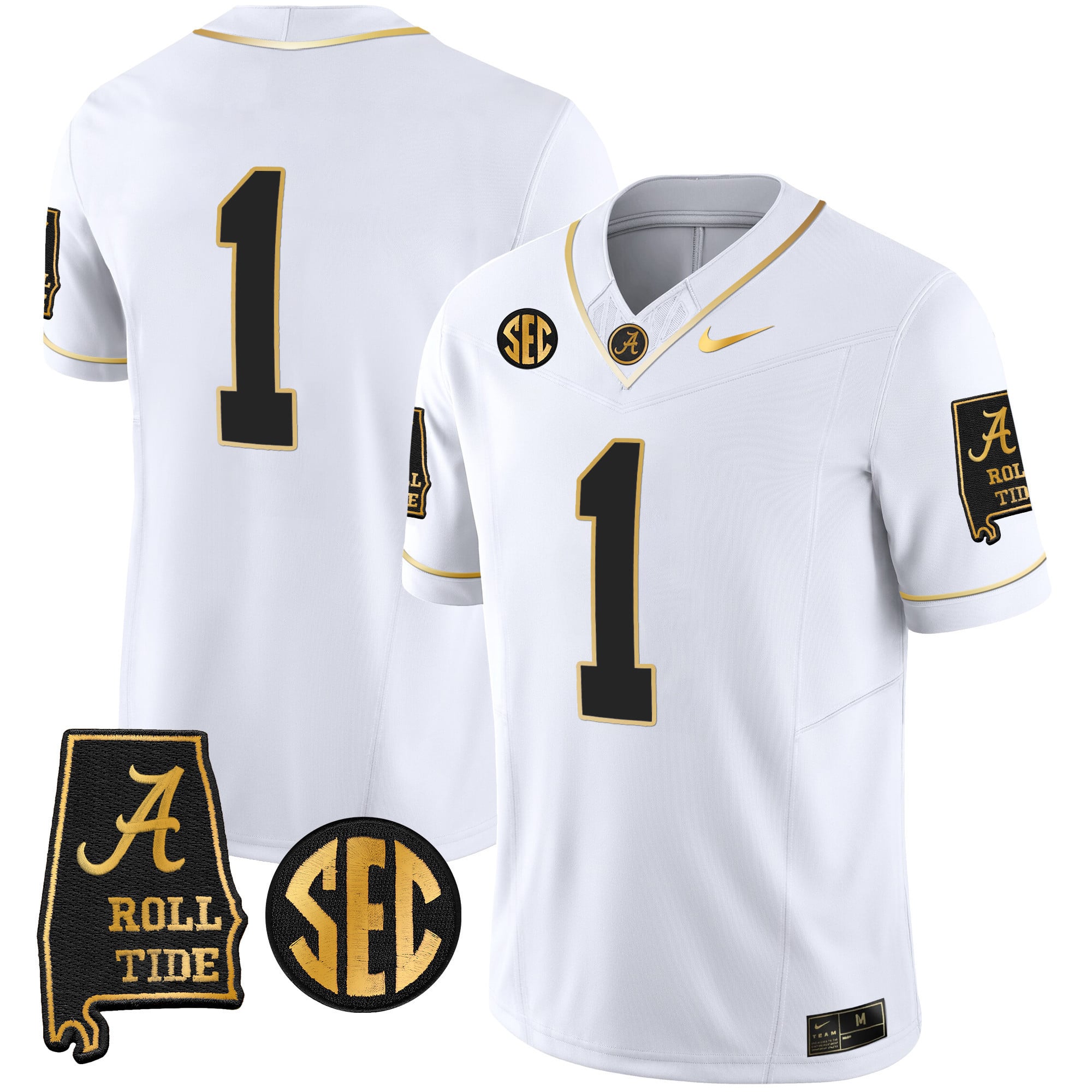 Men's Alabama Crimson Tide Vapor Gold Jersey V3 - Alabama Map - All Stitched