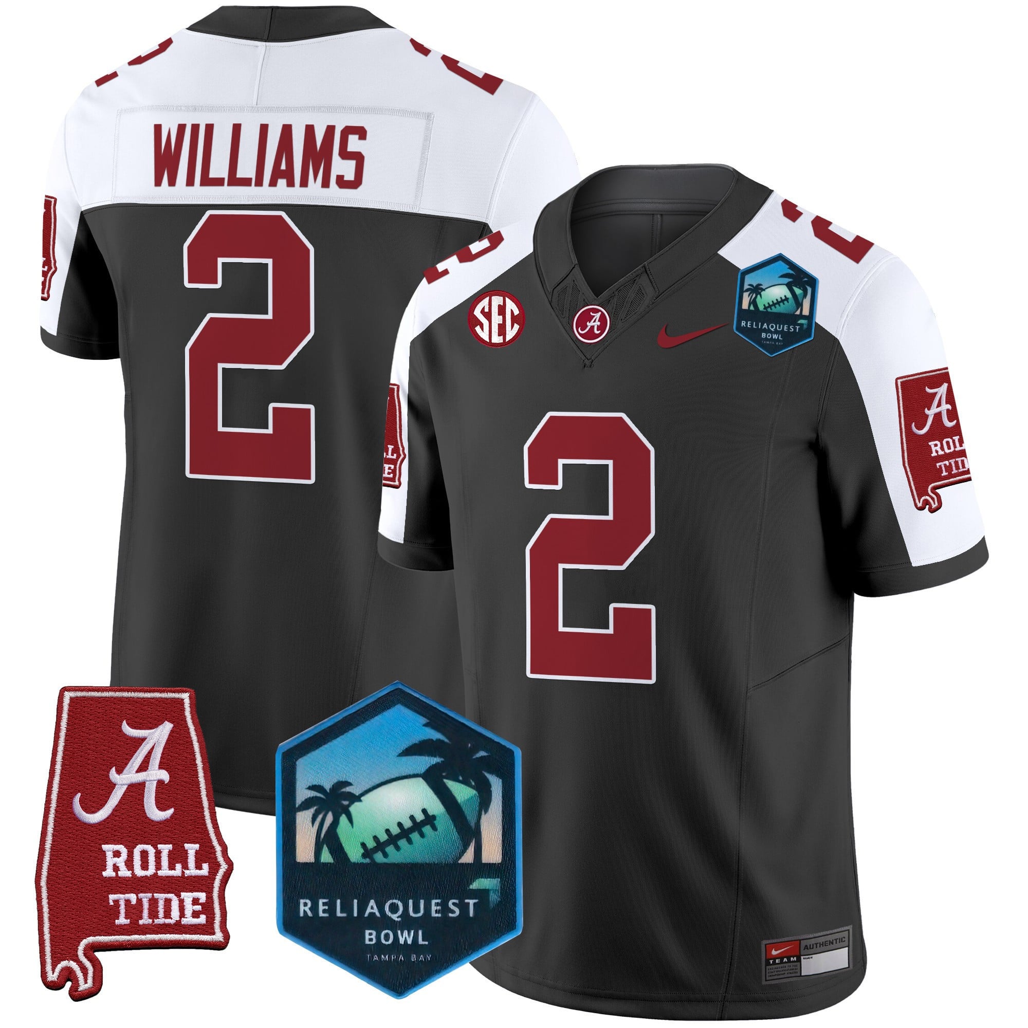 Men's Alabama Crimson Tide 2025 ReliaQuest Bowl Patch Vapor Limited Jersey - All Stitched