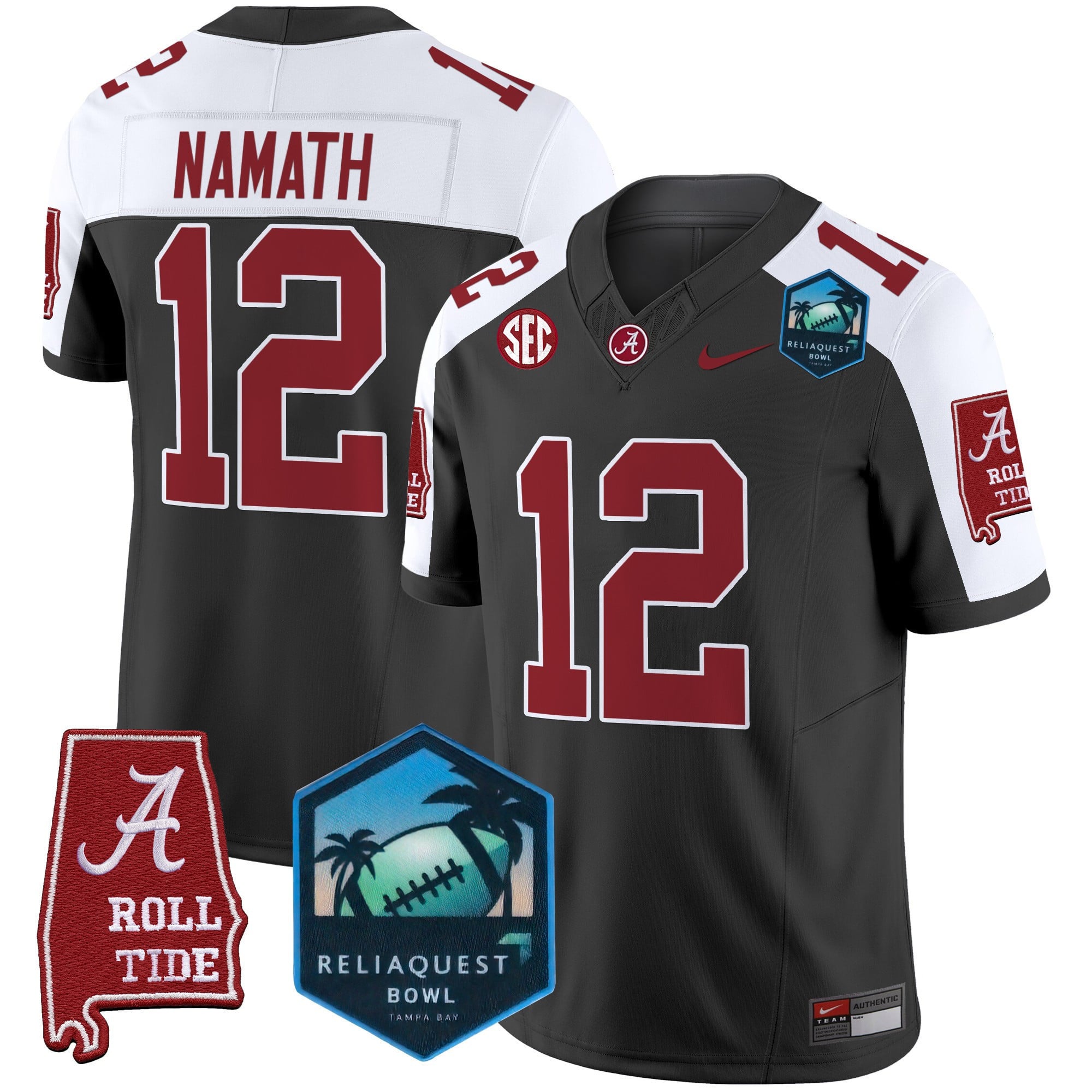 Men's Alabama Crimson Tide 2025 ReliaQuest Bowl Patch Vapor Limited Jersey - All Stitched