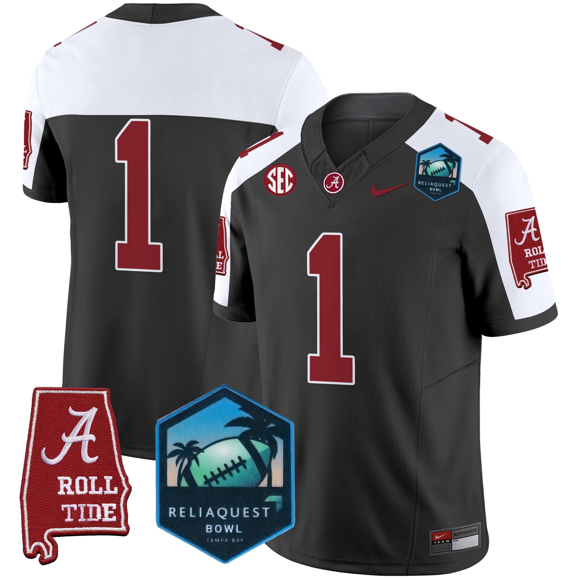 Men's Alabama Crimson Tide 2025 ReliaQuest Bowl Patch Vapor Limited Jersey - All Stitched