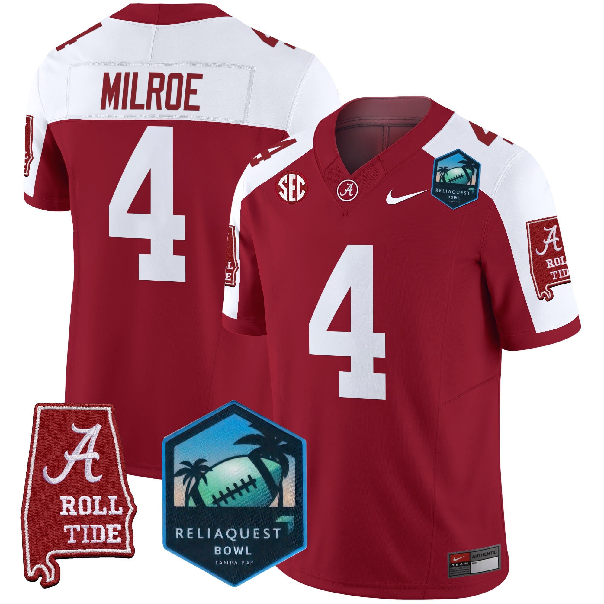 Men's Alabama Crimson Tide 2025 ReliaQuest Bowl Patch Vapor Limited Jersey - All Stitched