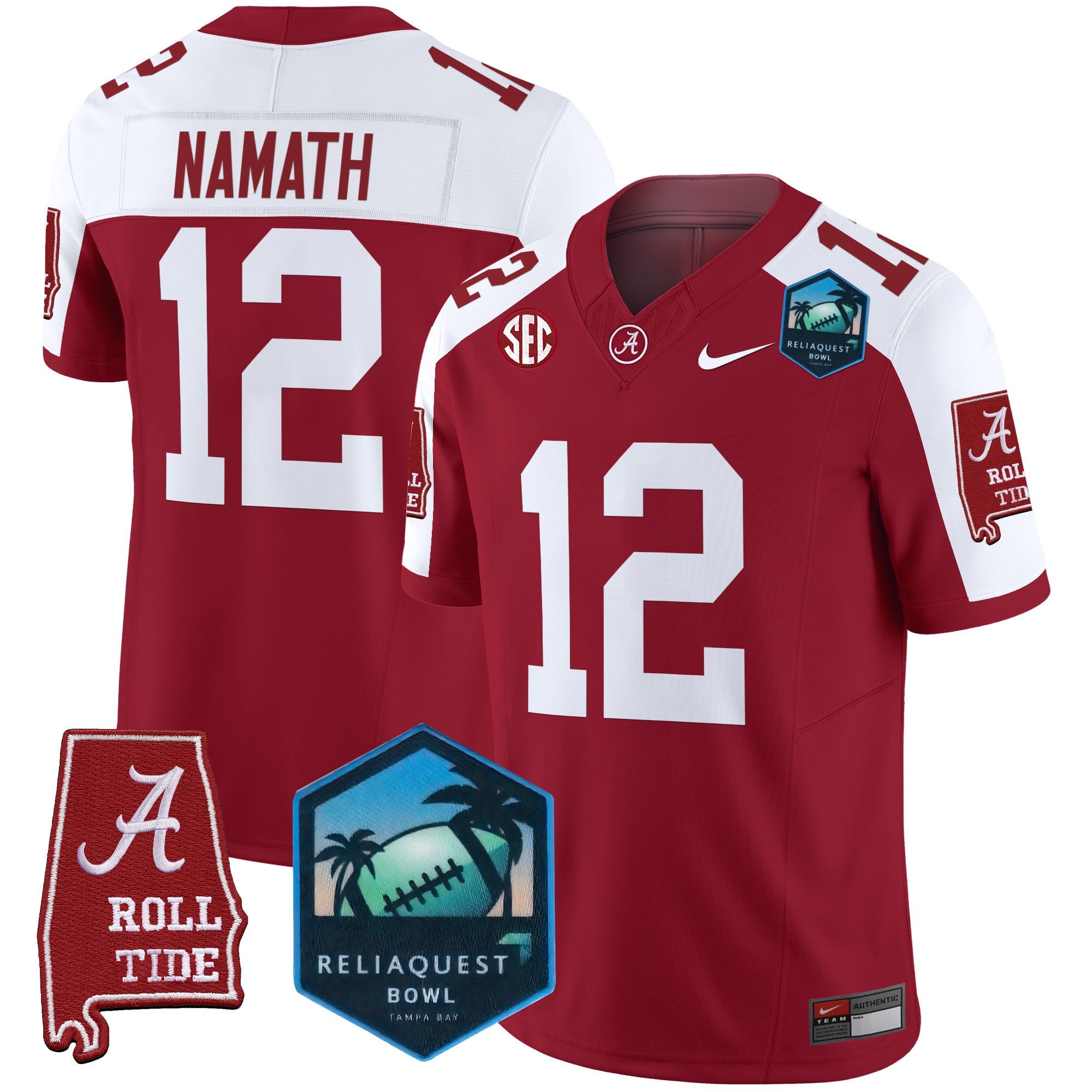 Men's Alabama Crimson Tide 2025 ReliaQuest Bowl Patch Vapor Limited Jersey - All Stitched