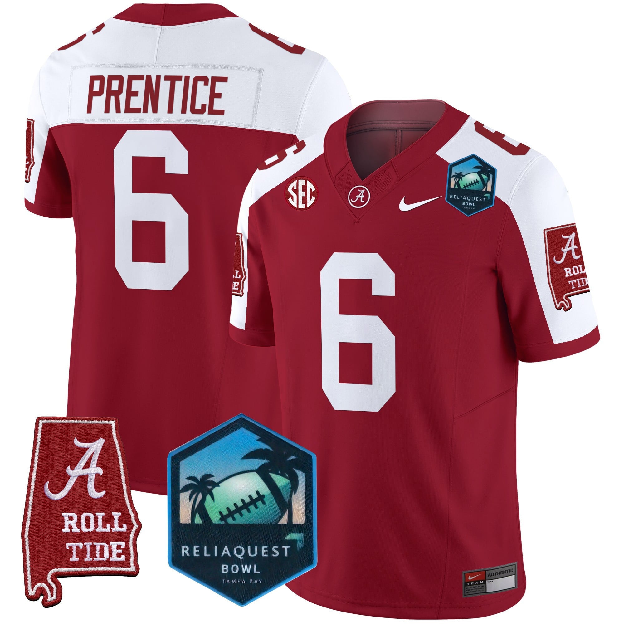 Men's Alabama Crimson Tide 2025 ReliaQuest Bowl Patch Vapor Limited Jersey - All Stitched