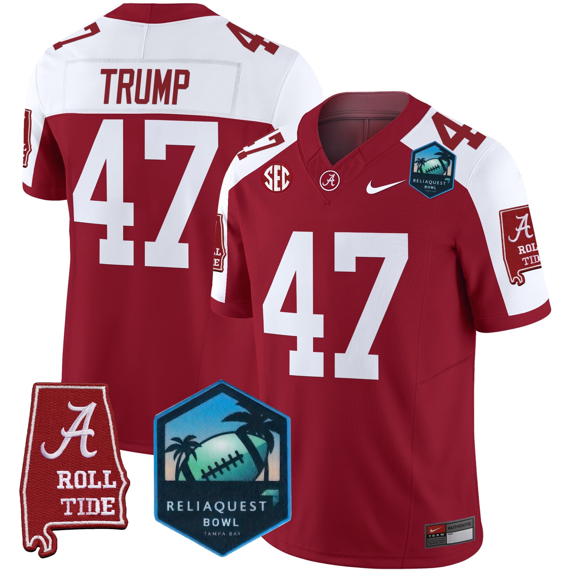 Men's Alabama Crimson Tide 2025 ReliaQuest Bowl Patch Vapor Limited Jersey - All Stitched