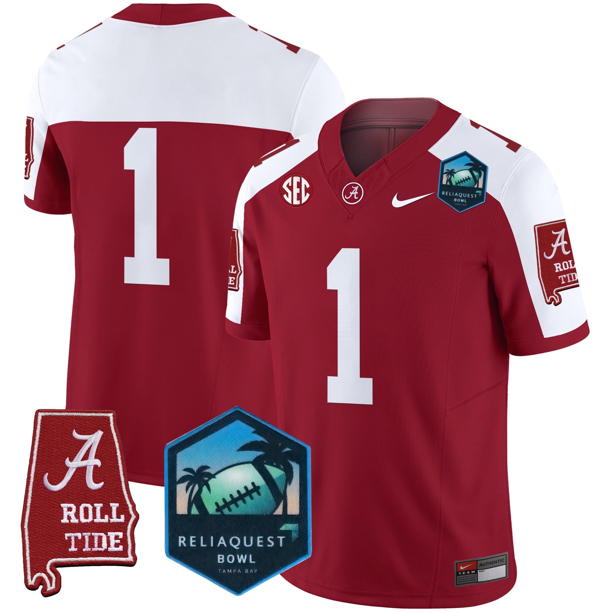 Men's Alabama Crimson Tide 2025 ReliaQuest Bowl Patch Vapor Limited Jersey - All Stitched