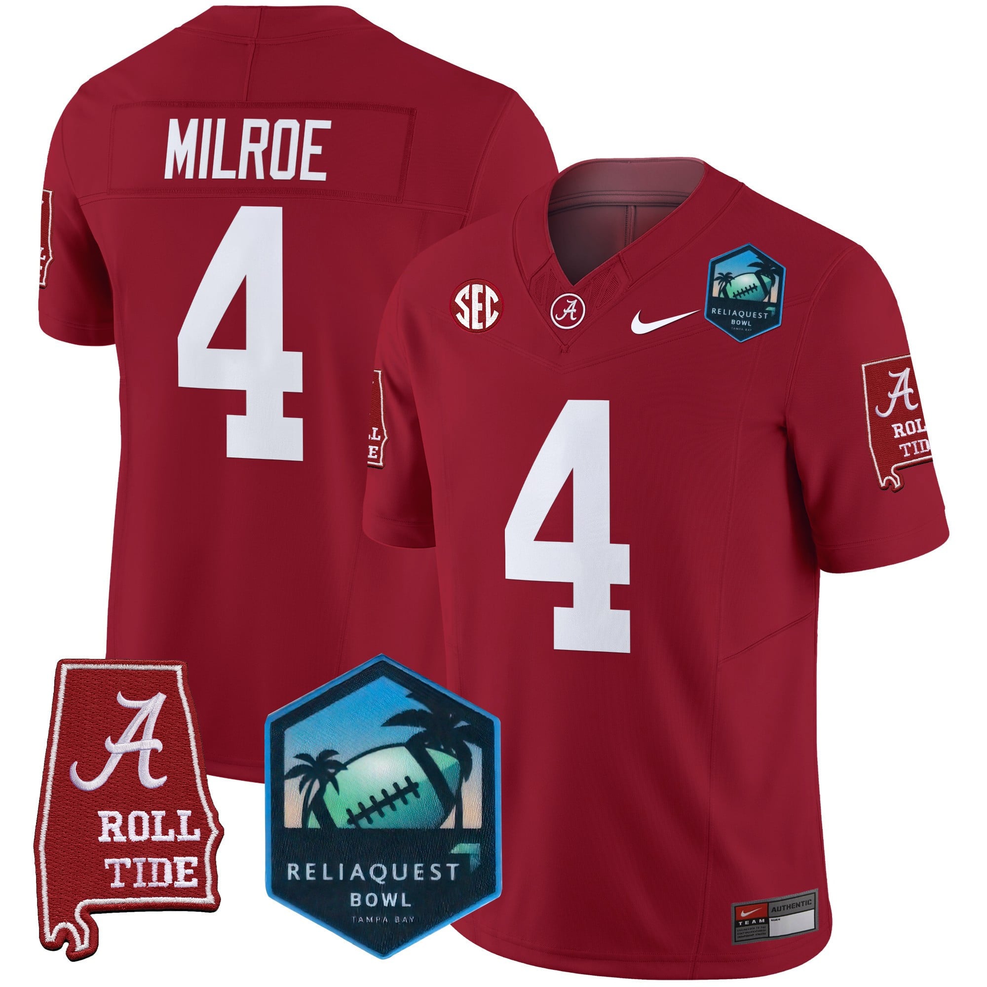 Men's Alabama Crimson Tide 2025 ReliaQuest Bowl Patch Vapor Limited Jersey - All Stitched