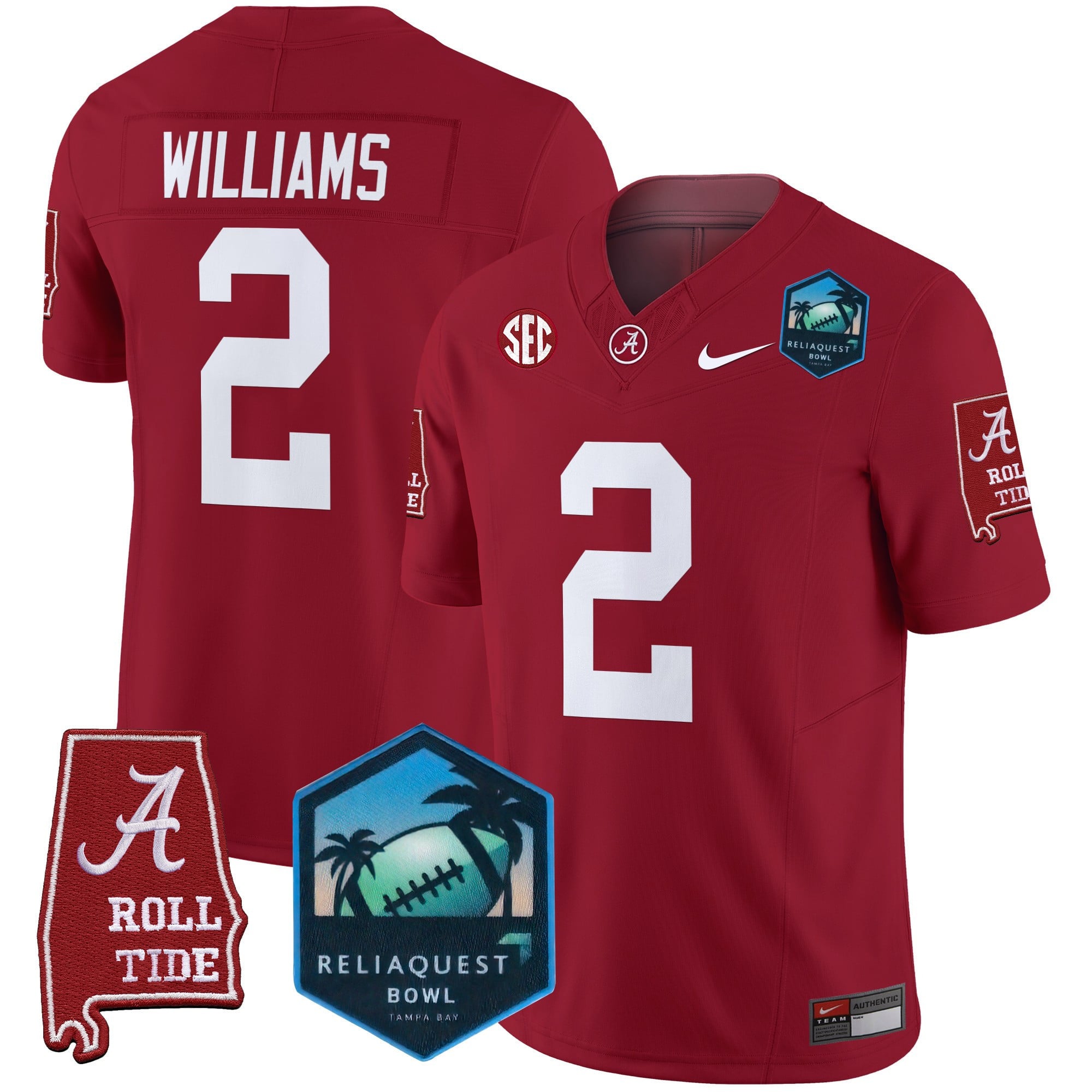 Men's Alabama Crimson Tide 2025 ReliaQuest Bowl Patch Vapor Limited Jersey - All Stitched