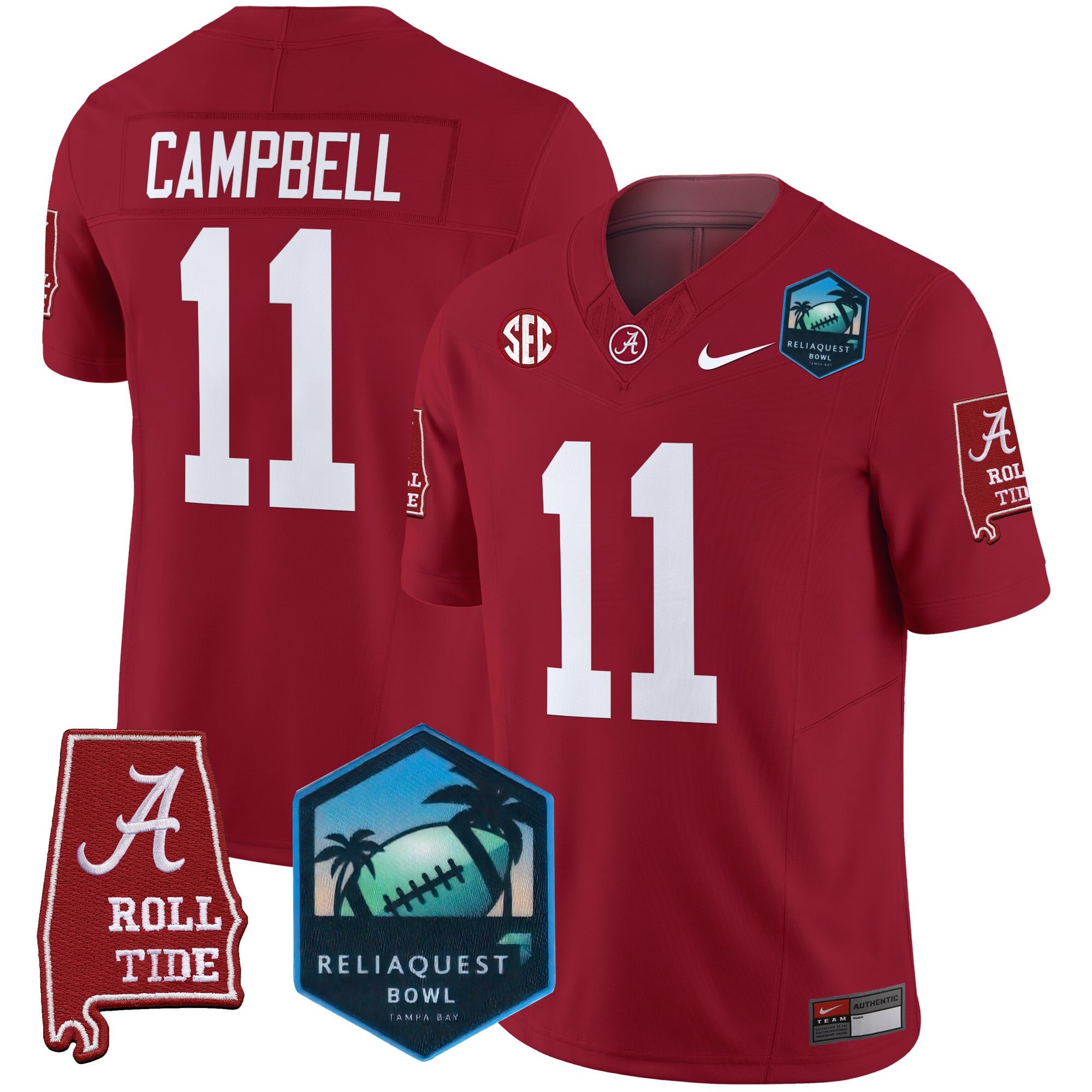 Men's Alabama Crimson Tide 2025 ReliaQuest Bowl Patch Vapor Limited Jersey - All Stitched