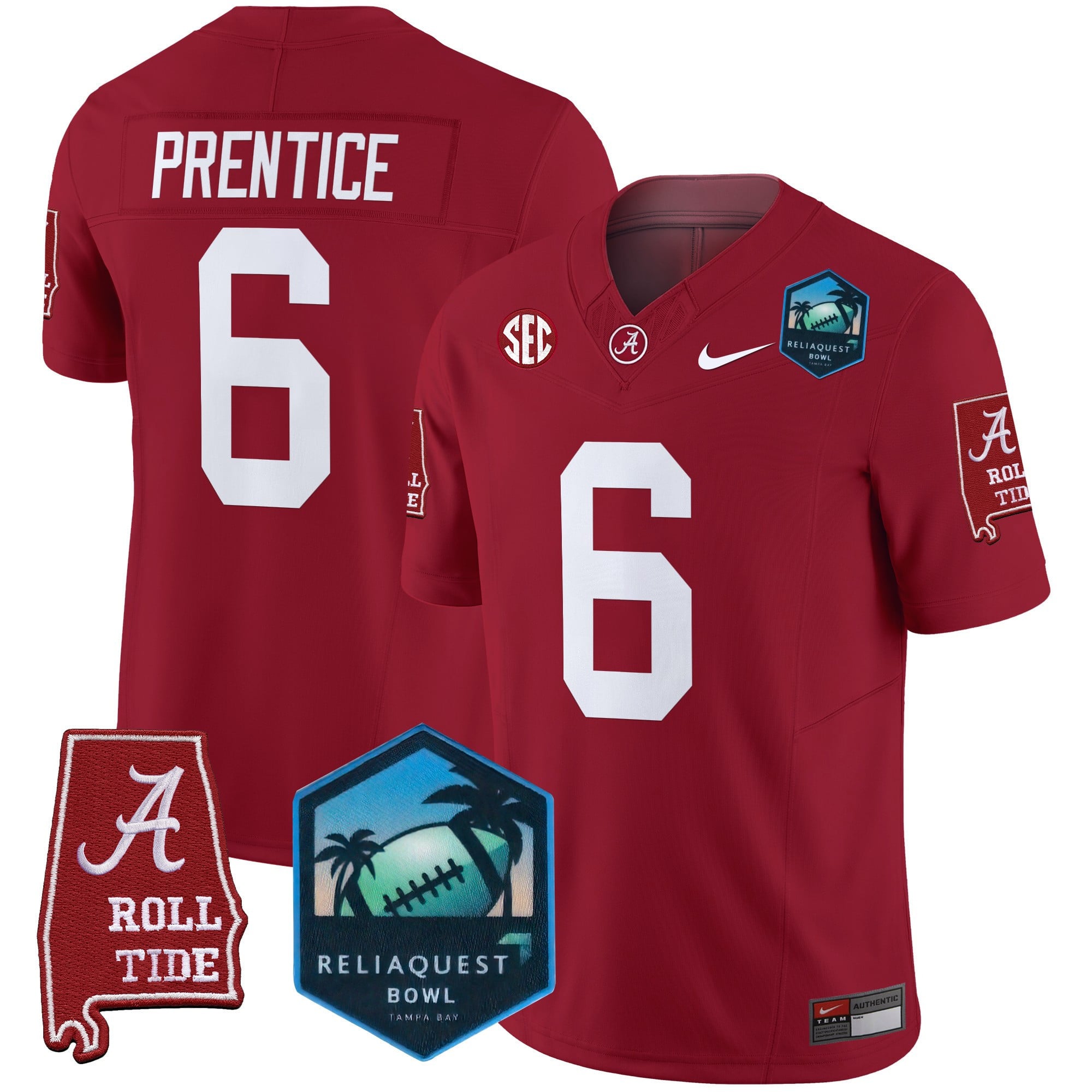 Men's Alabama Crimson Tide 2025 ReliaQuest Bowl Patch Vapor Limited Jersey - All Stitched