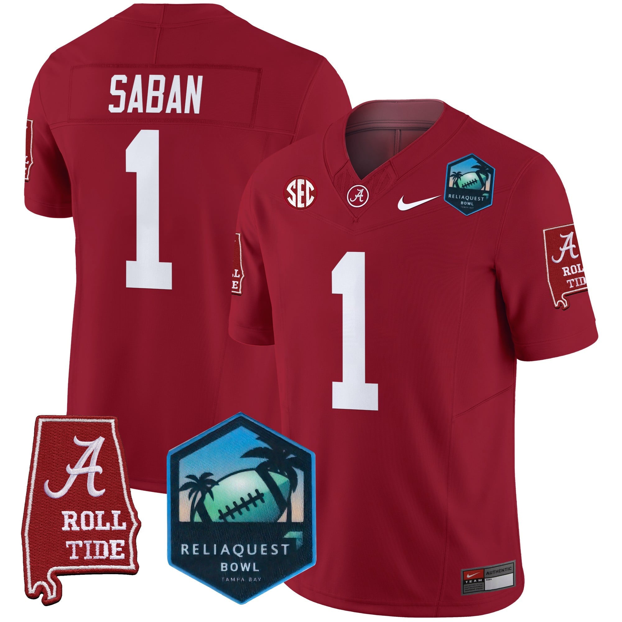 Men's Alabama Crimson Tide 2025 ReliaQuest Bowl Patch Vapor Limited Jersey - All Stitched